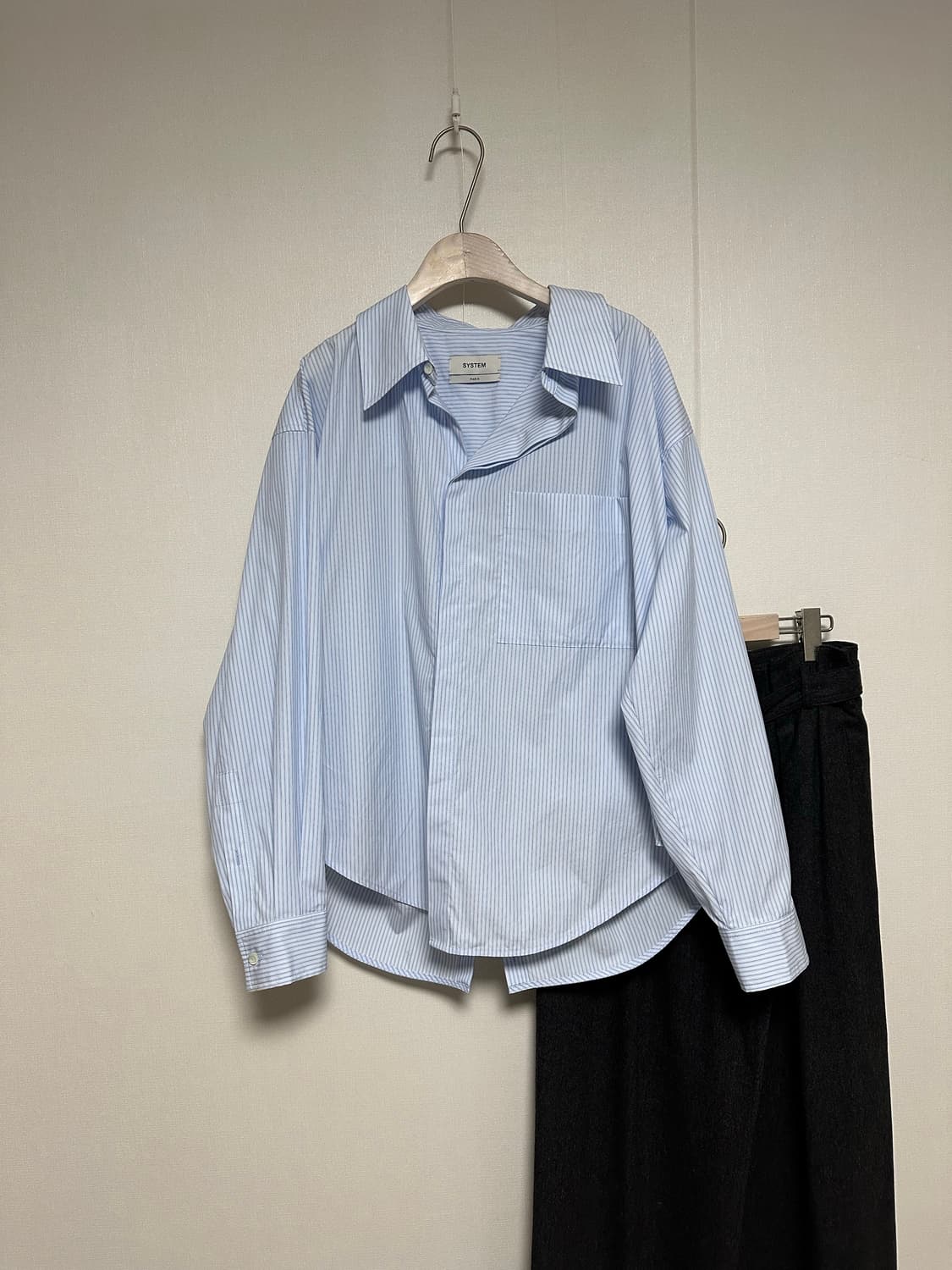시스템25 2way 언발란스 스트라이프 셔츠 상품이미지4