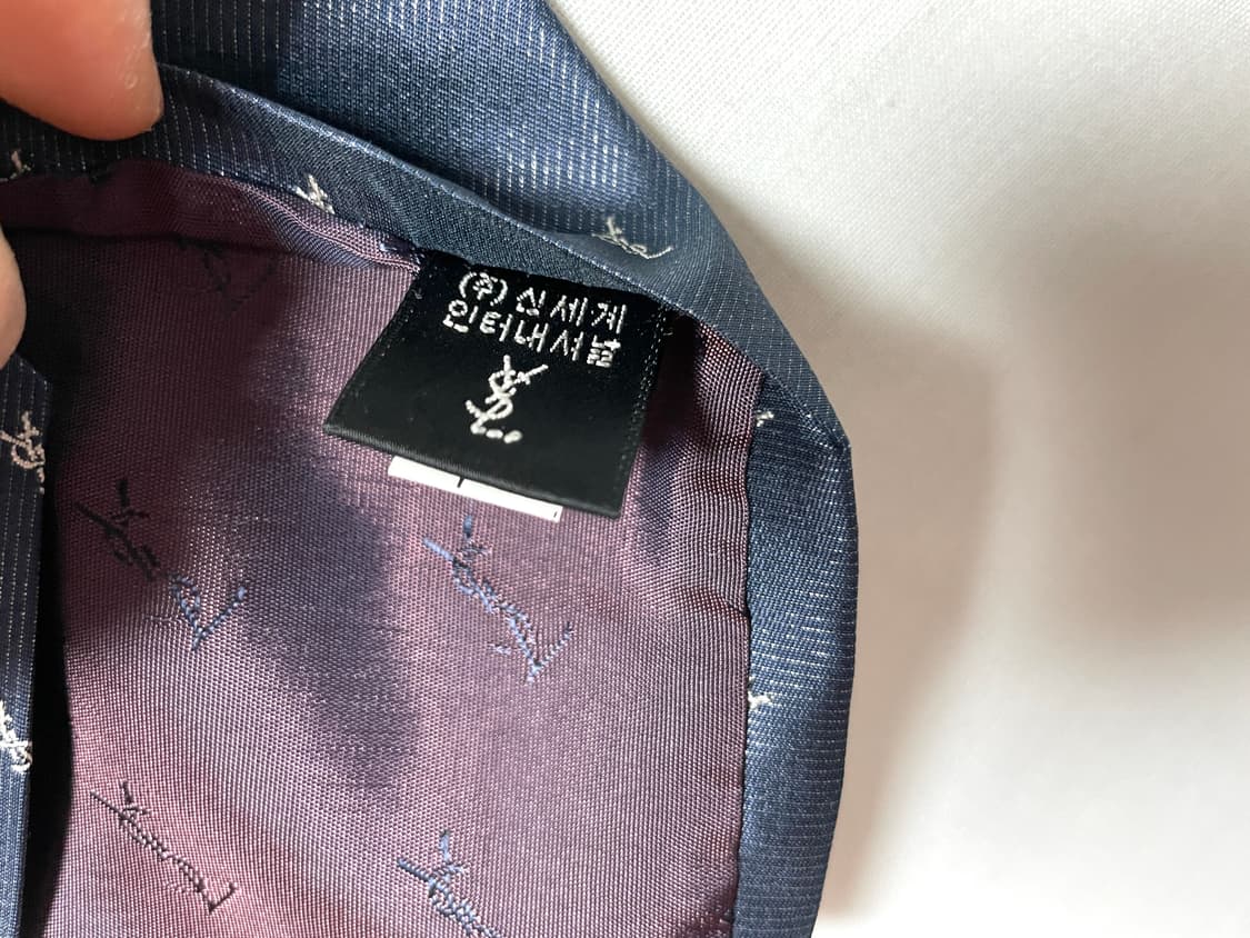 YSL 입생로랑 명품 정품 시그니처 모노그램 실크 넥타이 _ 딥블루 상품이미지9