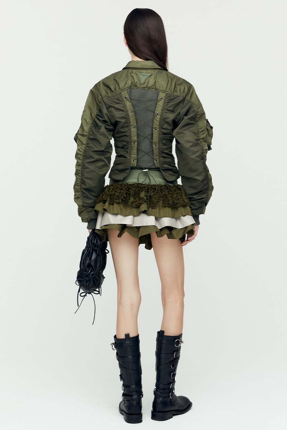 앤더슨벨 봄버 자켓 비탈리나 레이스업 카키 adsb ma1 awa652w 상품이미지4