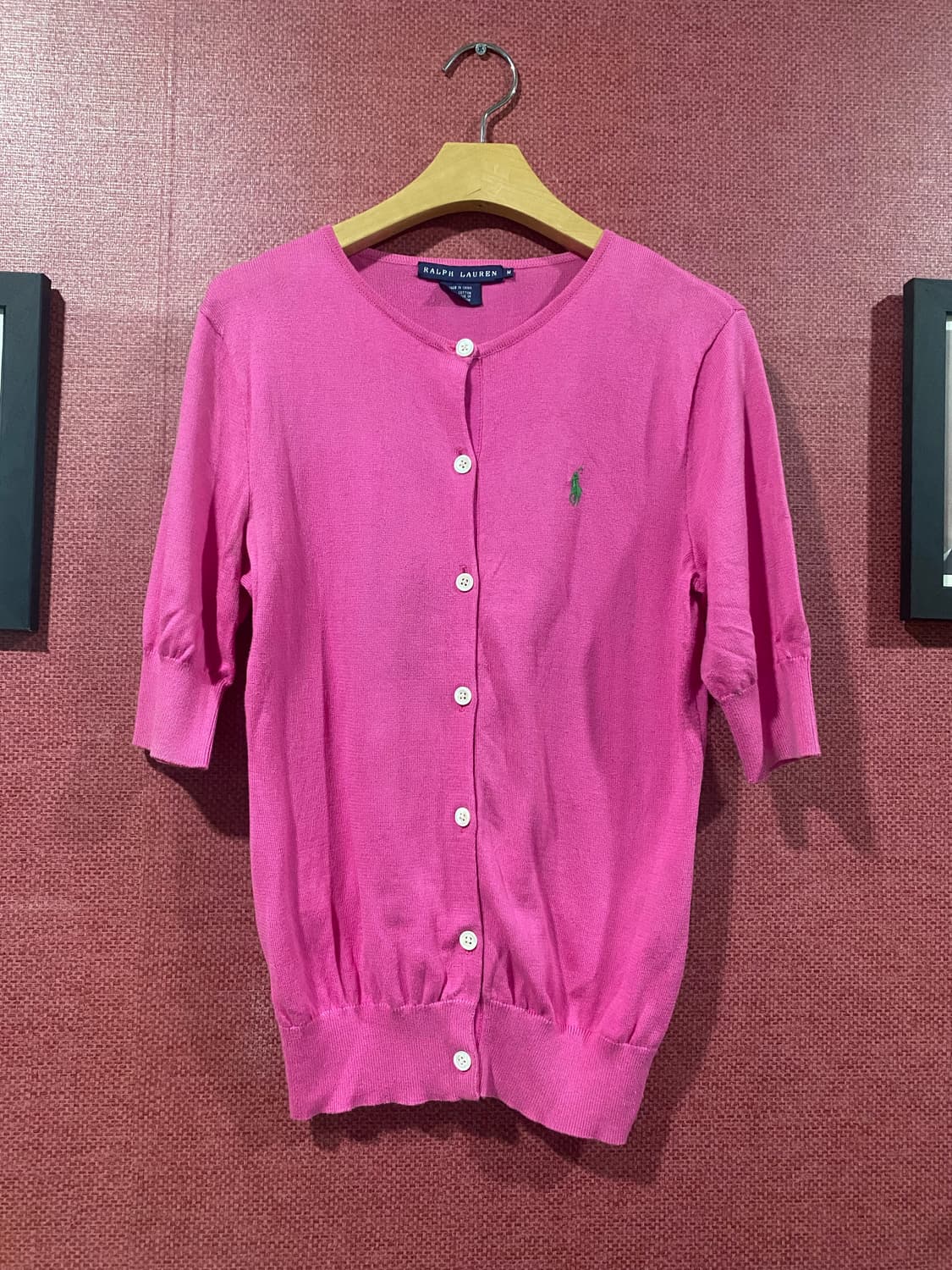 랄프로렌 핑크 반팔 가디건 M 상품이미지1