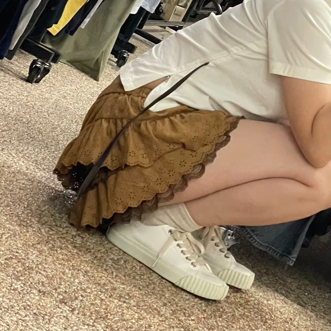 일본 빈티지 모리걸 펀칭 레이어드 레이스 숏팬츠 상품이미지4