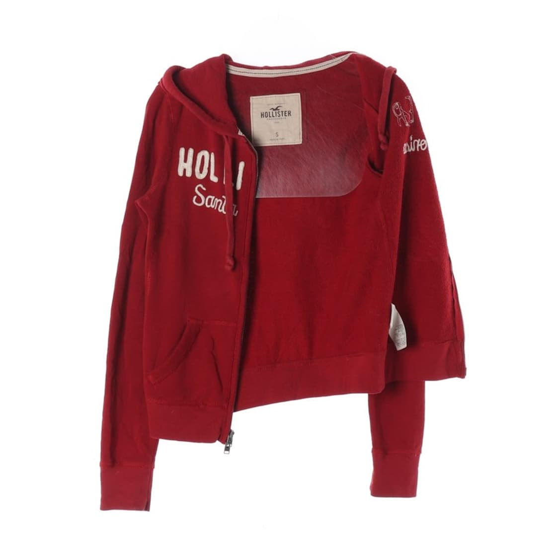홀리스터 레드 자수 로고 후드집업 S 상품이미지2