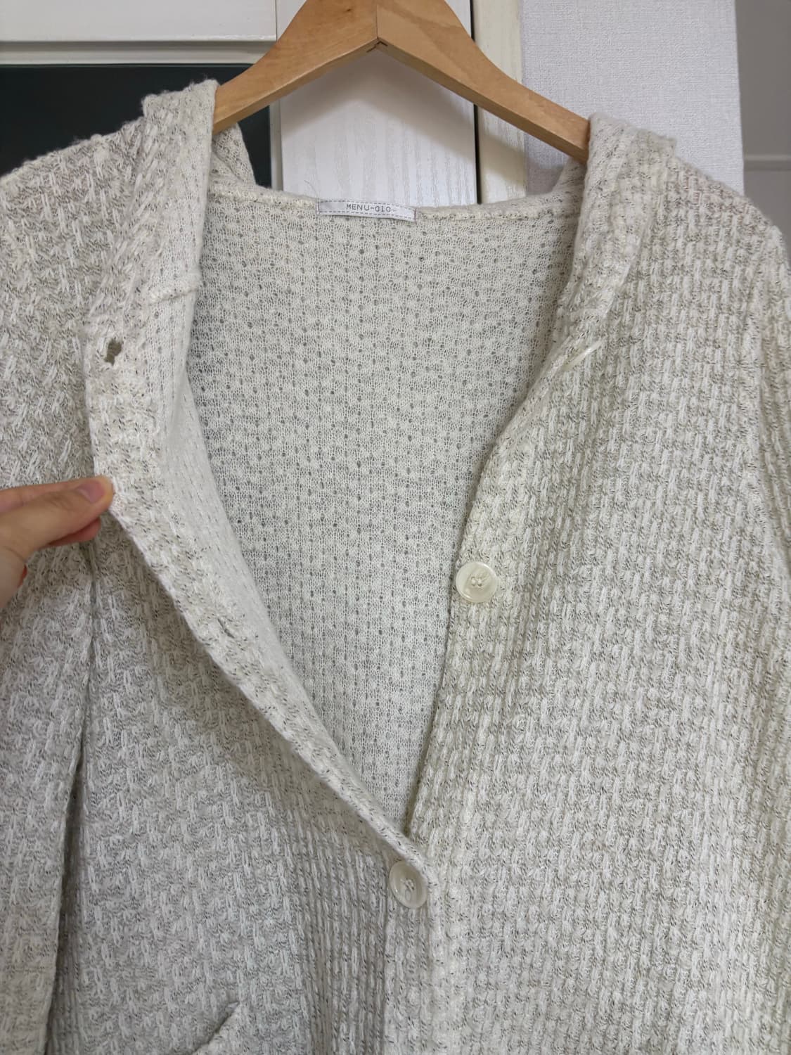 아이보리 보카시 후드 니트 가디건 상품이미지4