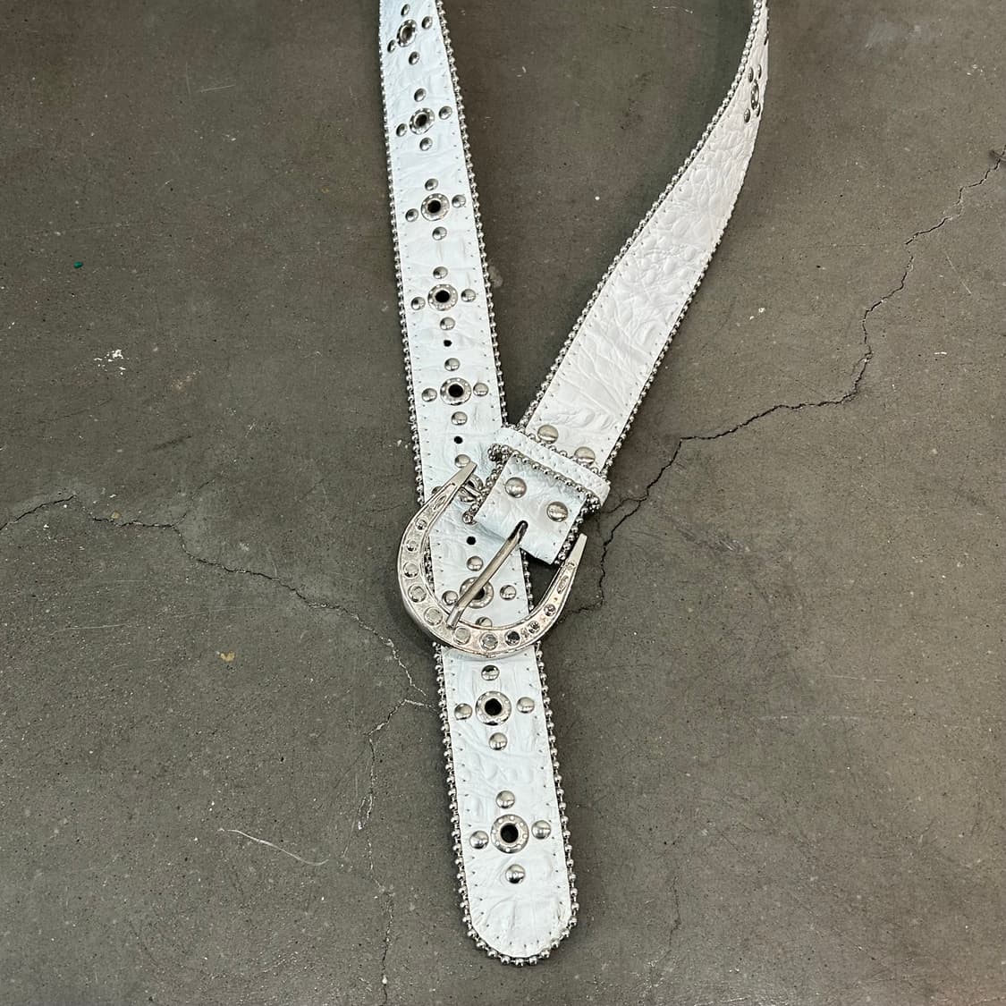 화이트 레더 스터드 벨트 상품이미지4