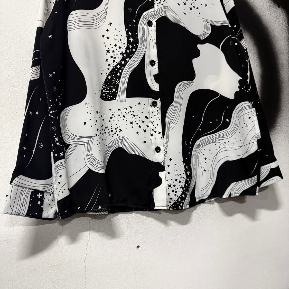 VTG 빈티지 별 패턴 블랙 화이트 긴팔 셔츠 상품이미지3