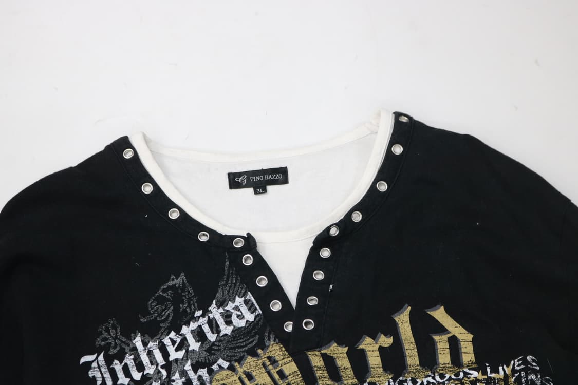 PINO BAZZO 피노바조 빈티지 아일렛 레이어드 블랙 롱슬리브 상품이미지4