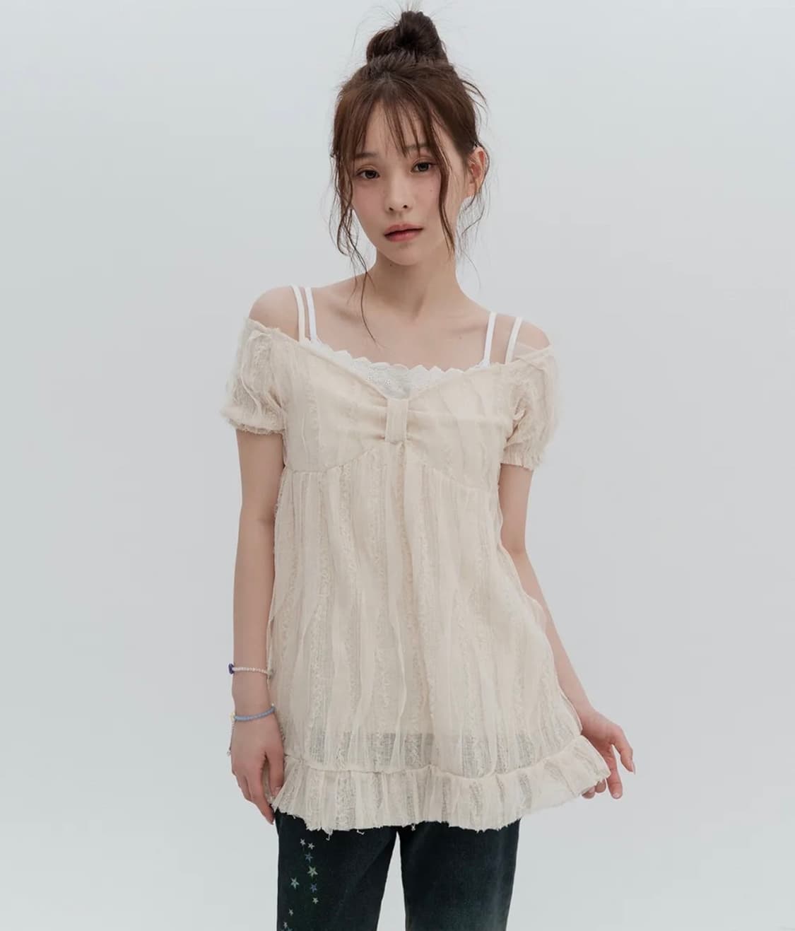 하이스쿨디스코 플루이드 프릴 블라우스 상품이미지2