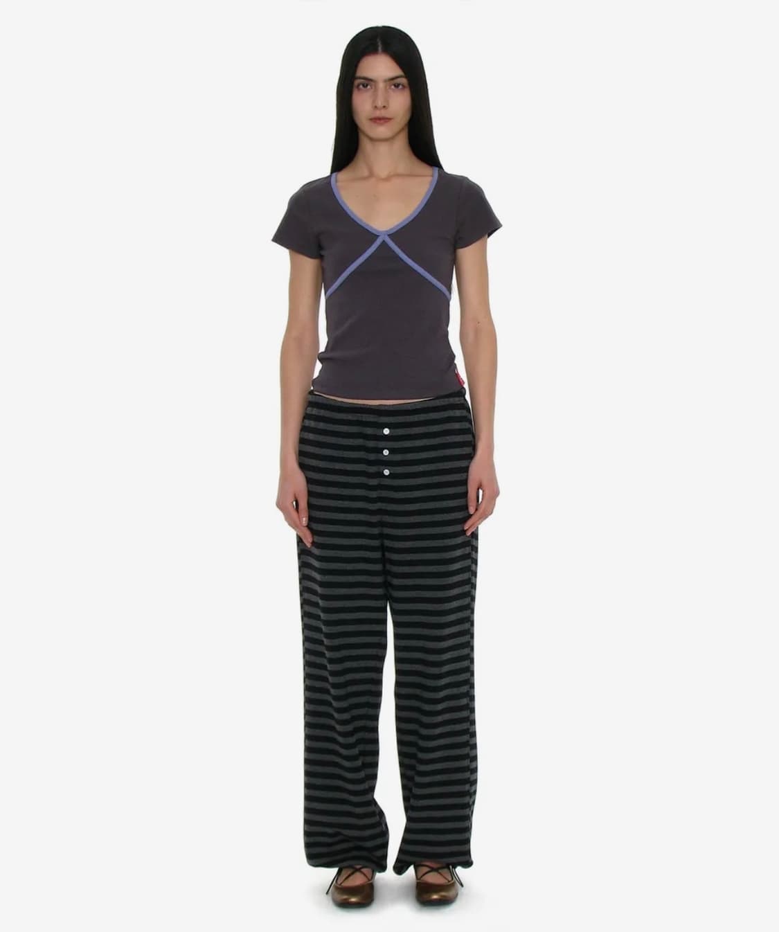 파르티멘토 PWC 스트라이프 저지 와이드 팬츠 상품이미지1