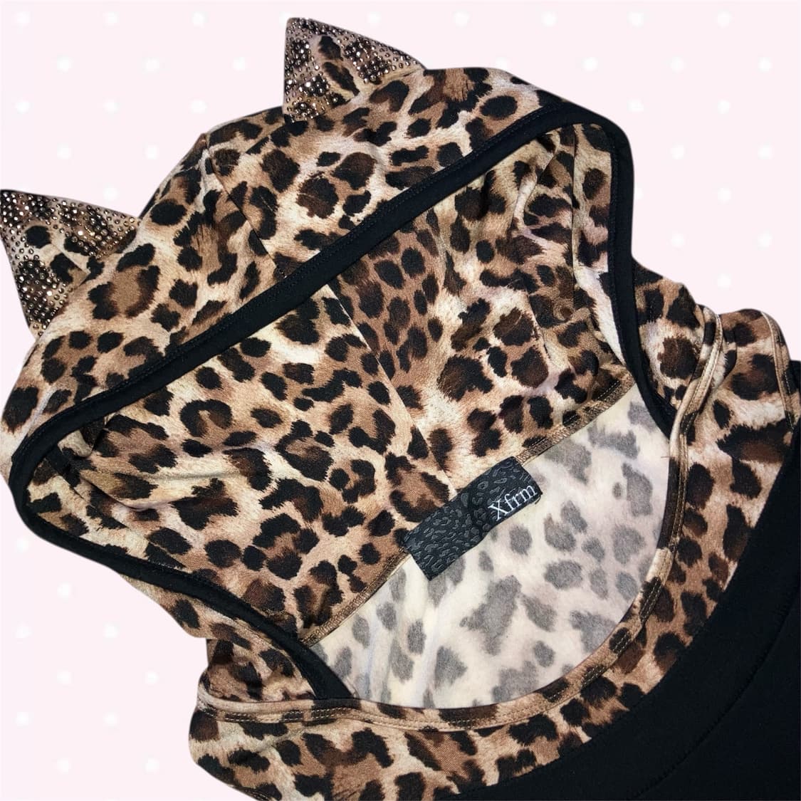 갸루 xfrm 고전 네코미미 레오파드 오프숄더 후드 핀터깔 헤이세이깔 상품이미지4