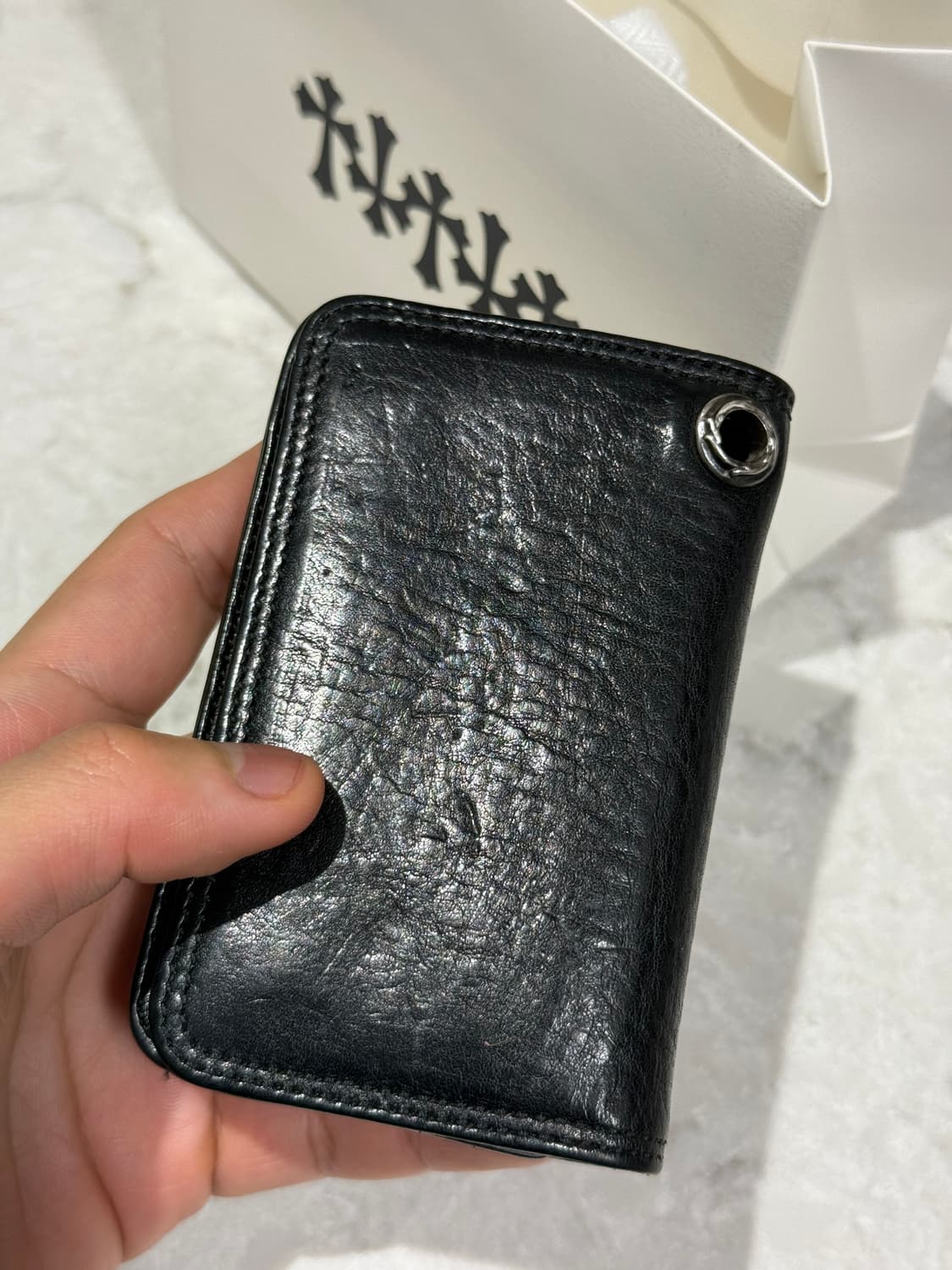 [ONE SIZE] 크롬하츠 실버 스크롤 라벨 카드지갑 블랙 상품이미지5