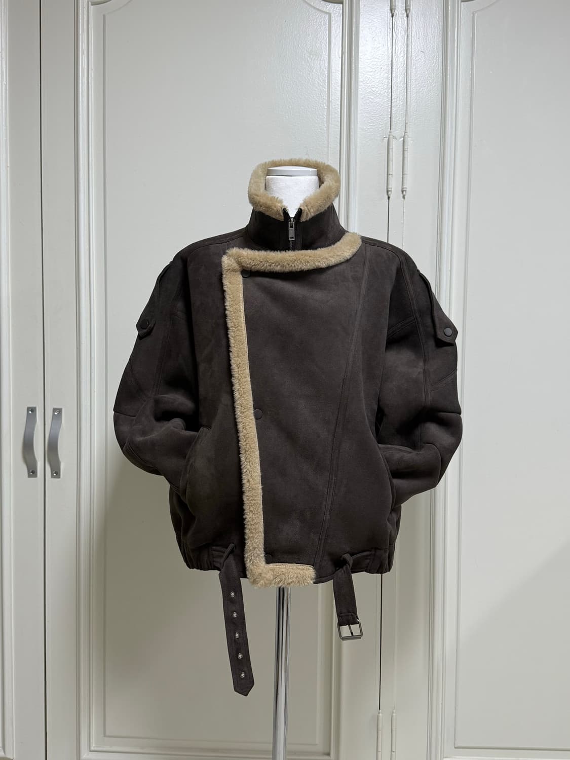 브라운 스웨이드 털무스탕 자켓 상품이미지3