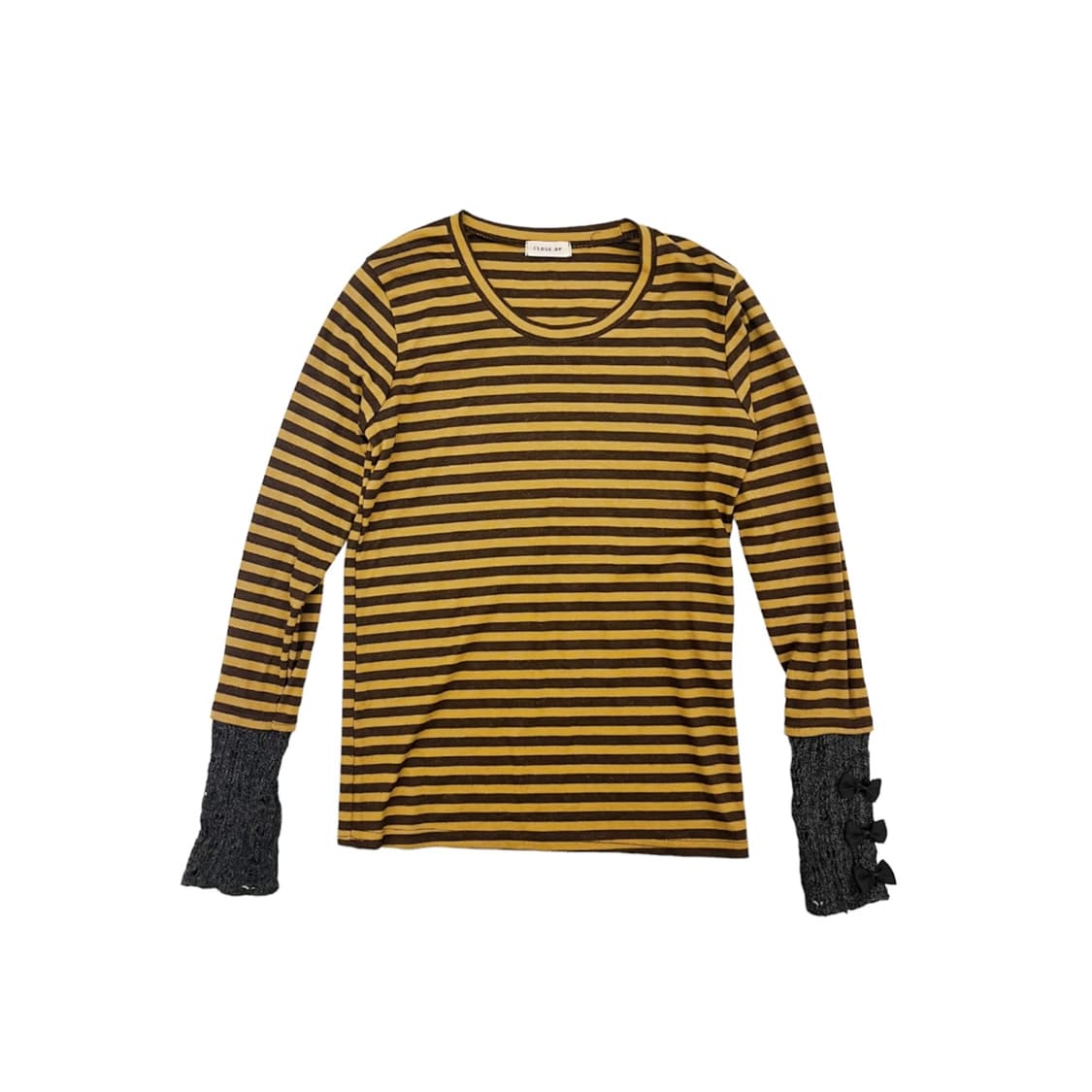 스트라이프 니트 롱슬리브 탑 Close.up 상품이미지2