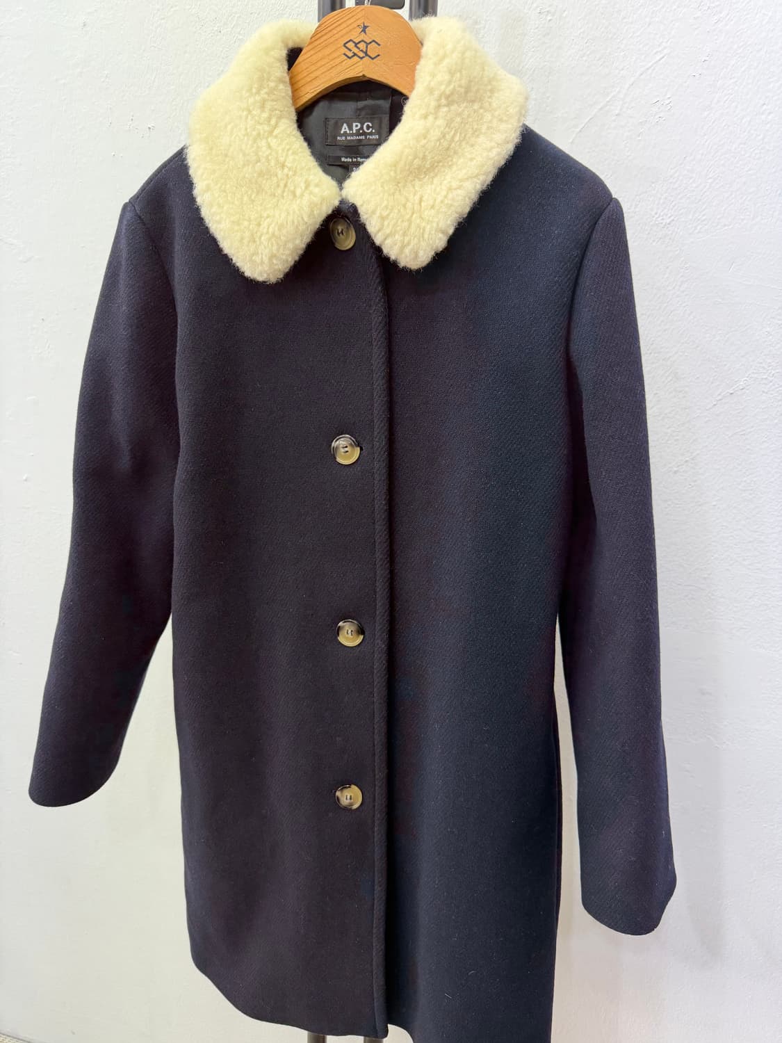 정품) A.P.C. 아페쎄 여성 넥 카라 코트 네이비 36 상품이미지3