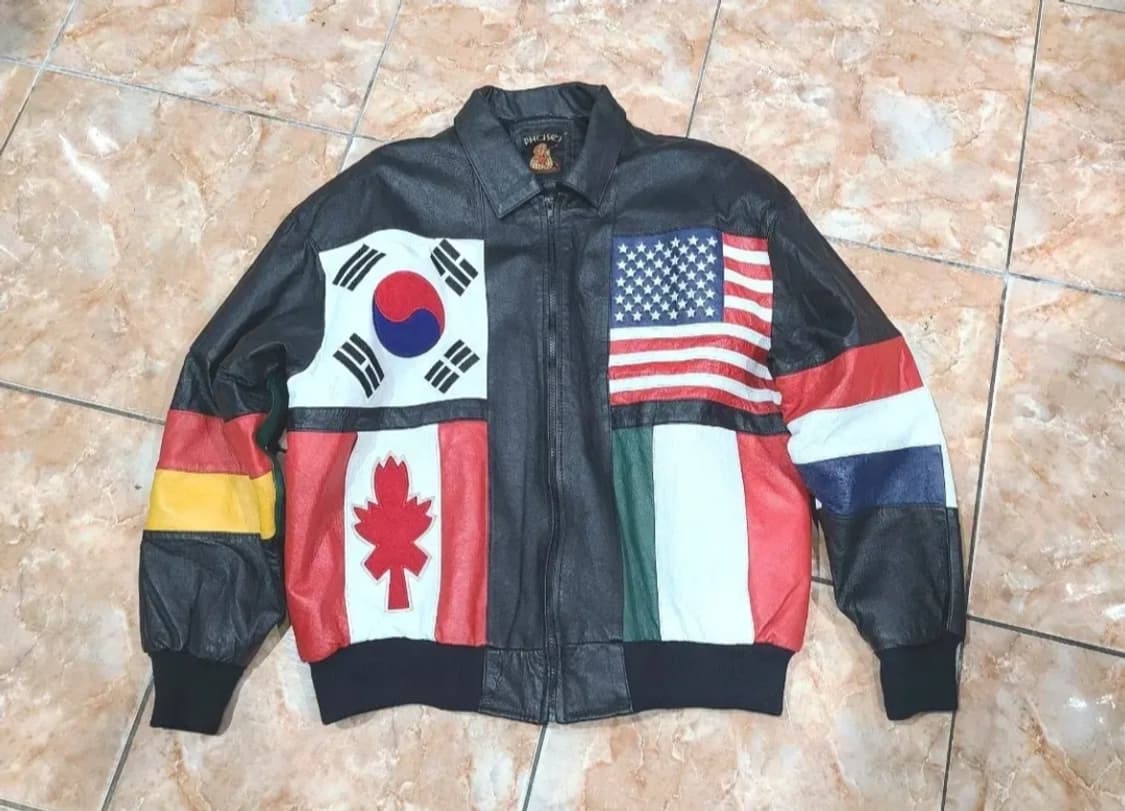 Phase3 flags leather jacket 국기 패치 가죽자켓 상품이미지1