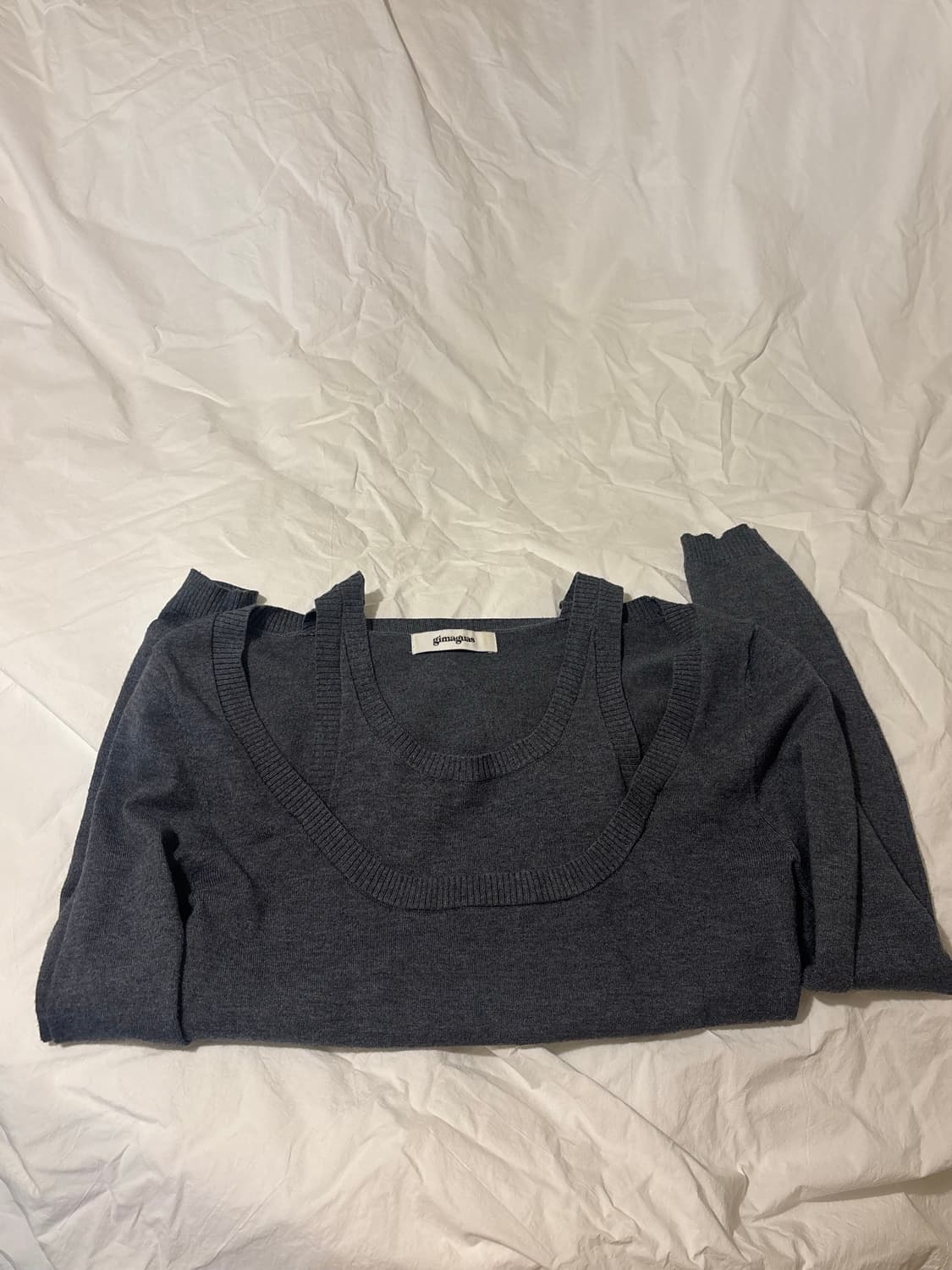 gimaguas  컷아웃 니트 긴팔 그레이 상품이미지1