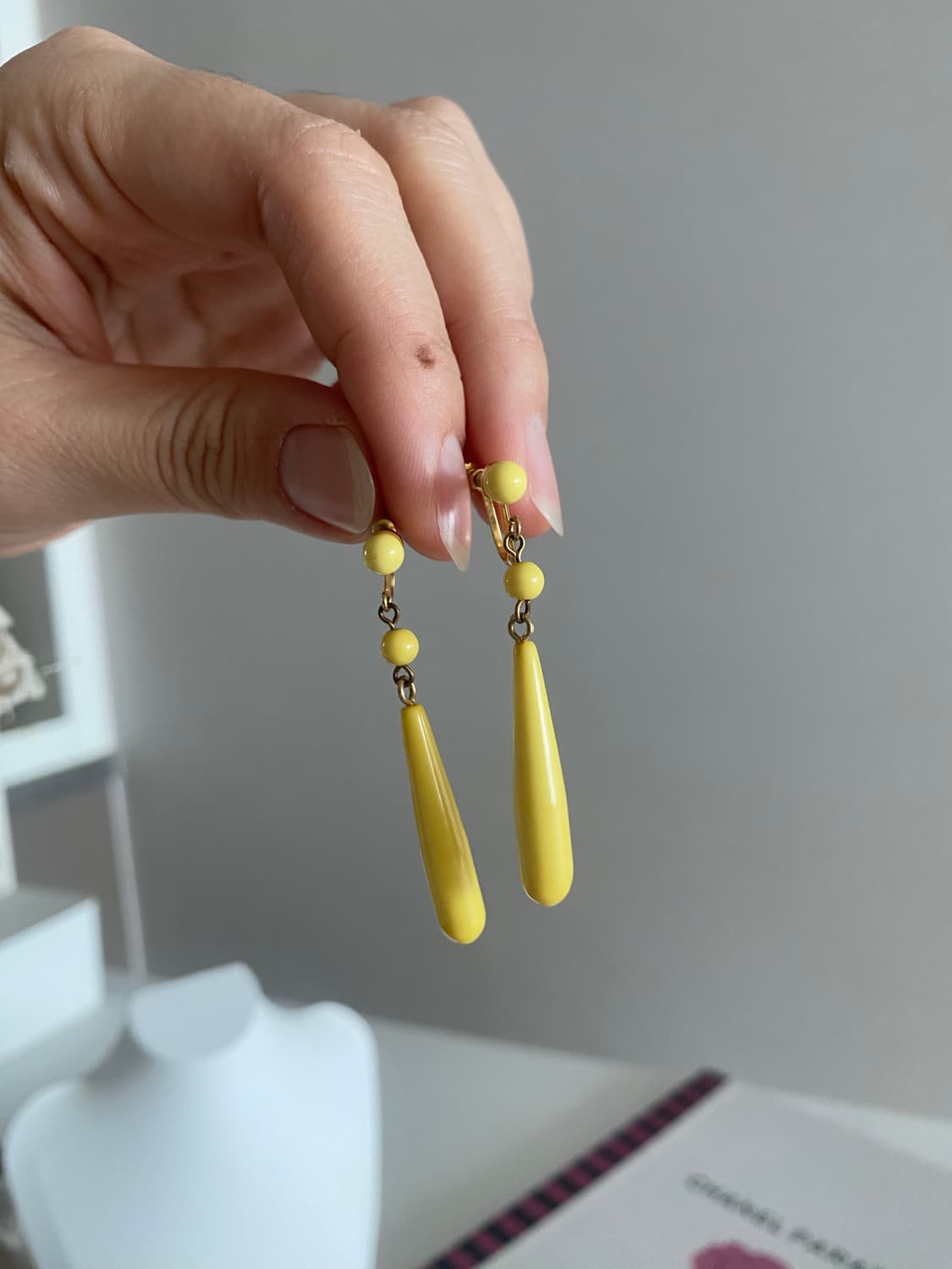 빈티지 옐로우 노랑 나사형 귀찌 귀걸이 상품이미지6