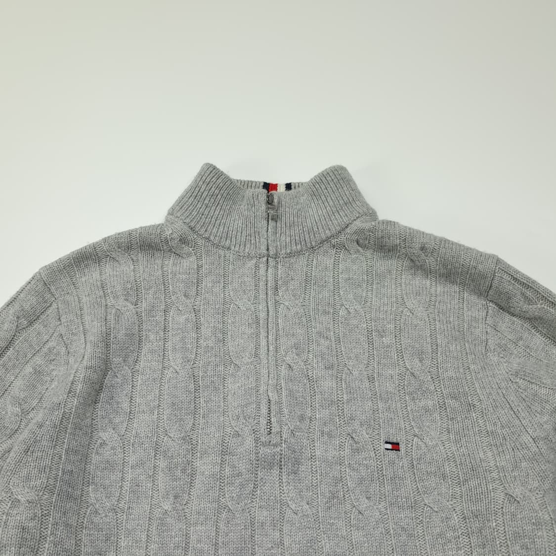 CL270 S 타미힐피거 램스울 케이블 하프집업 그레이 니트 상품이미지2