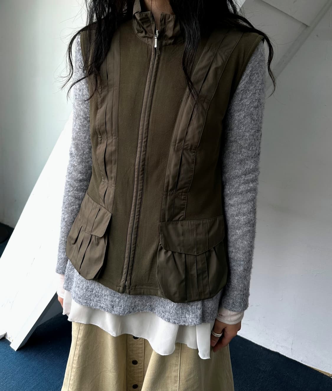 Stretched fabric fanel design gilet 상품이미지4