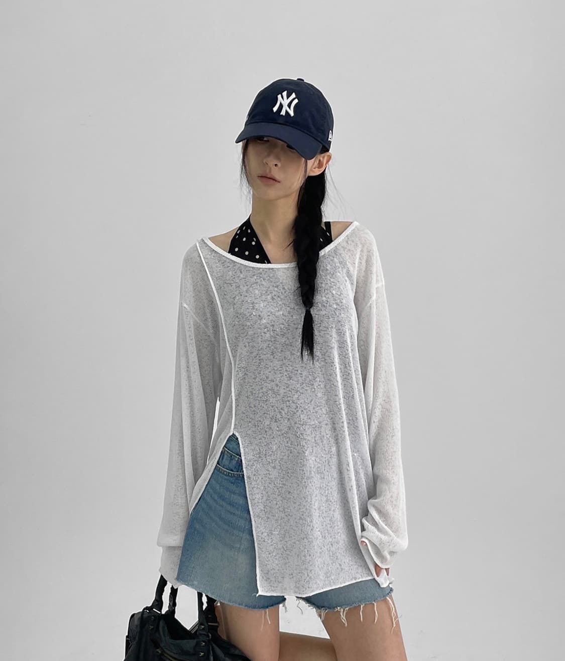 블랙업 베렘 시스루 도트 홀터나시 상품이미지3