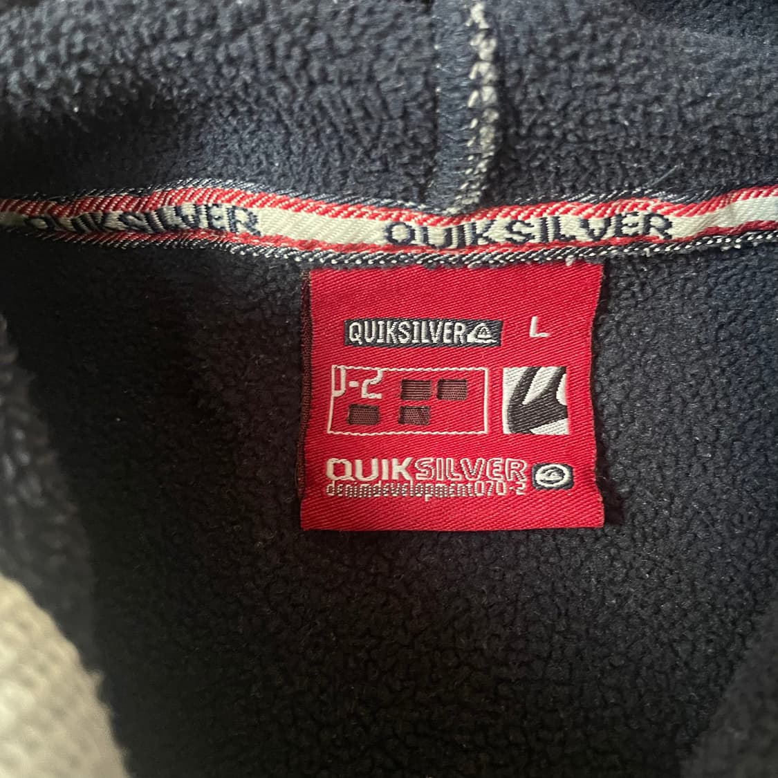 퀵실버 자수로고 약기모 그레이 니트 후드 집업 L 상품이미지4