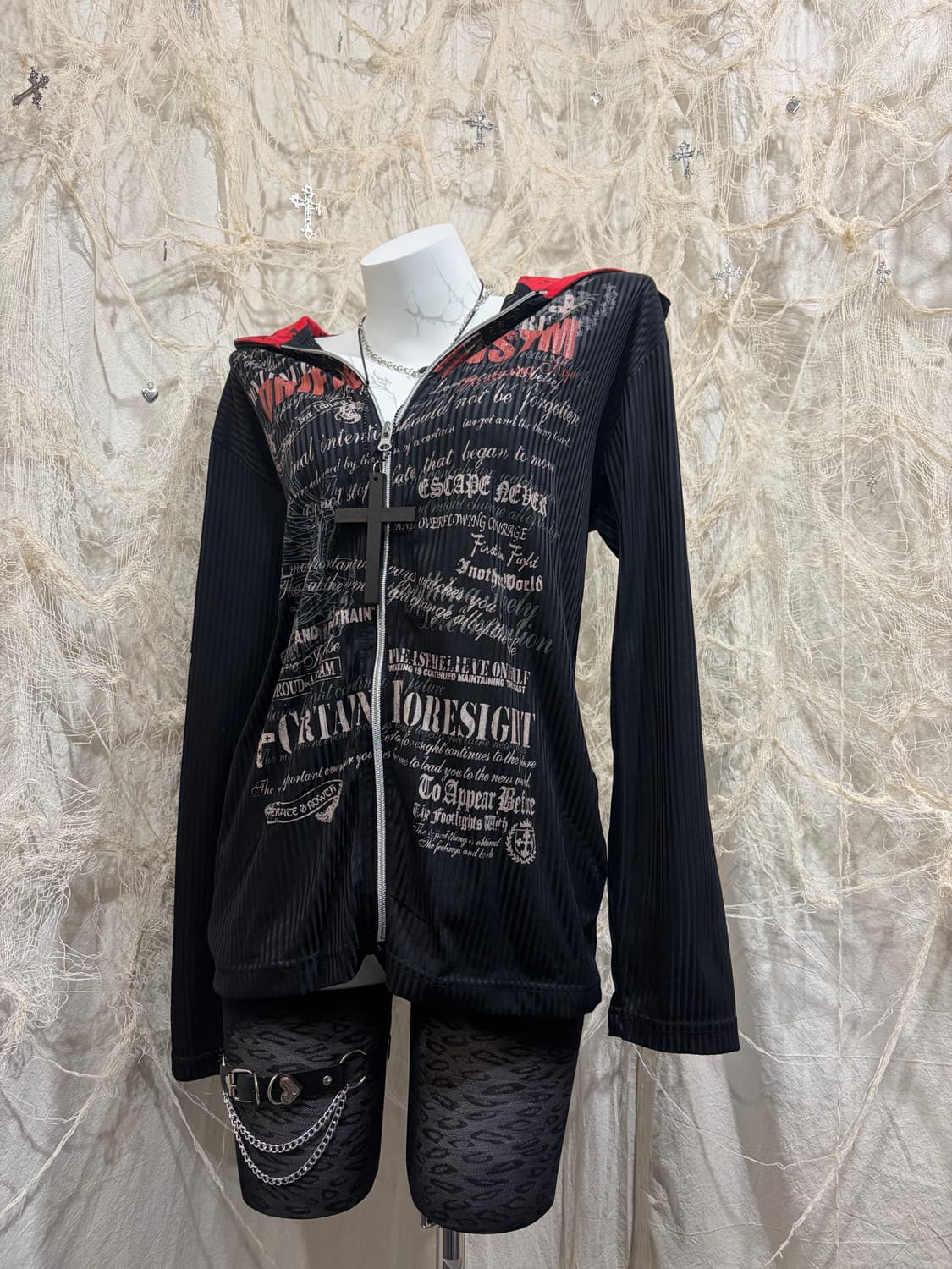 PUNK Glitter Stripe Hoodie Zip up 상품이미지3