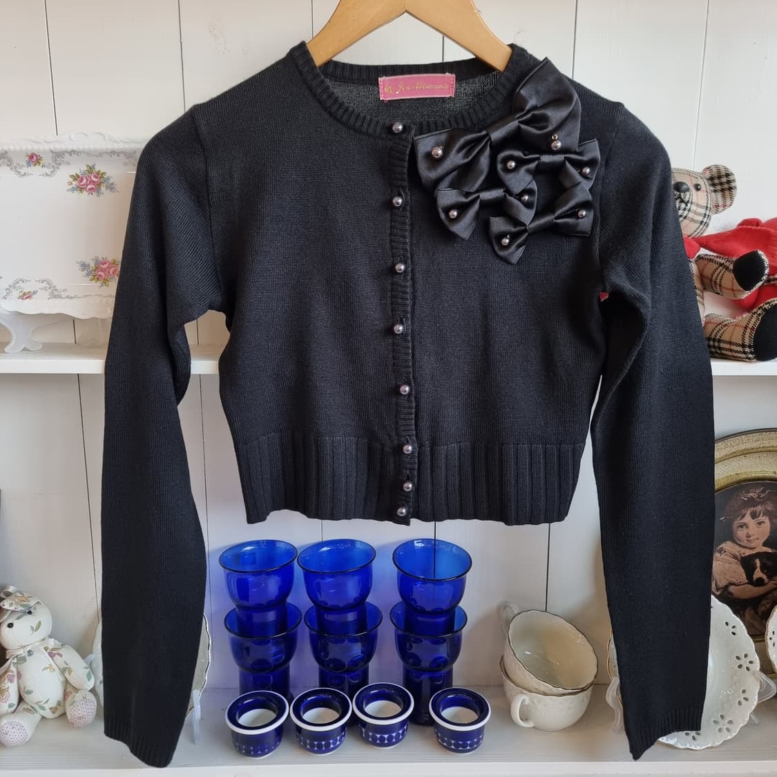 Jesus Diamante(지저스 디아망테) 빈티지 리본 진주버튼가디건 상품이미지3