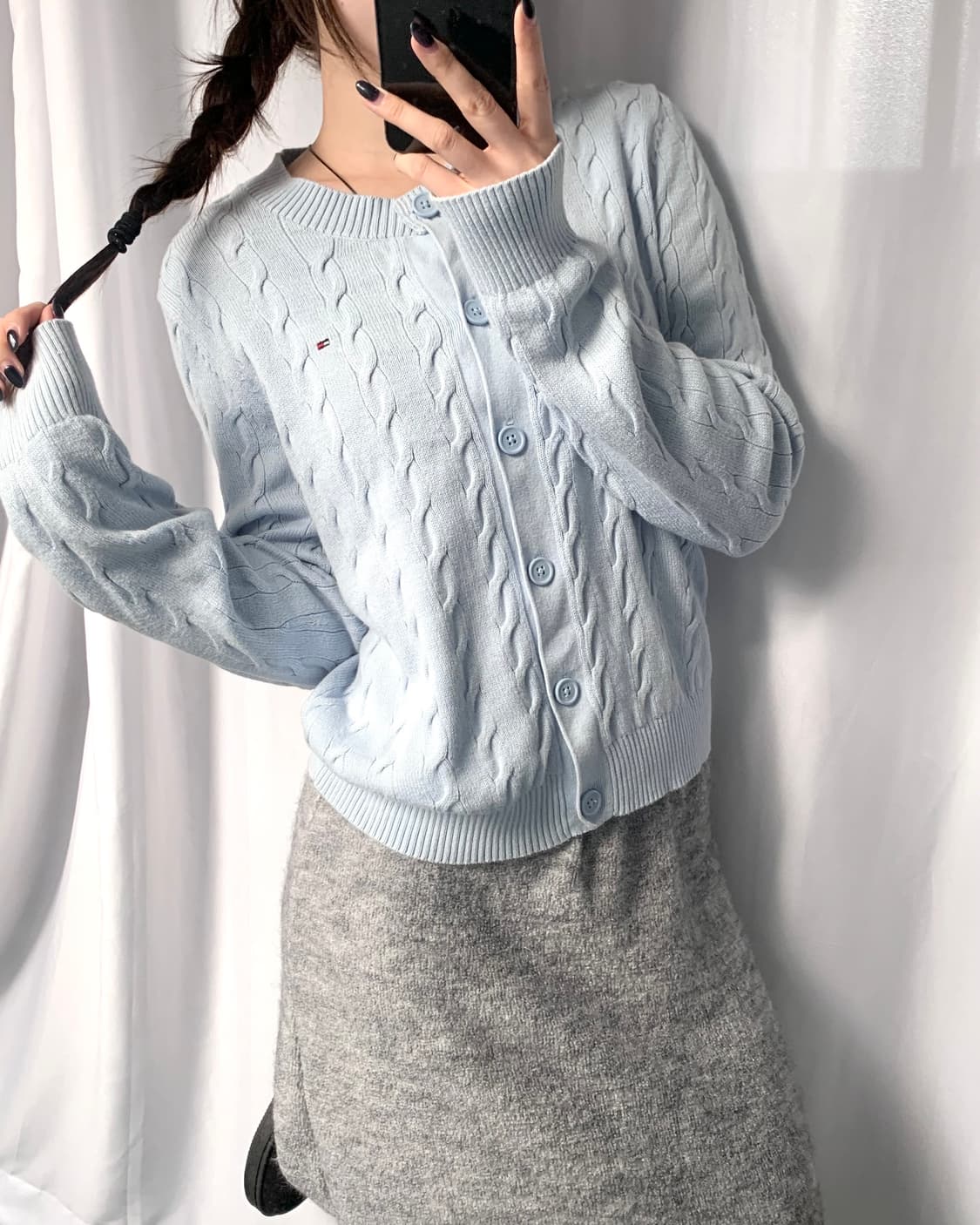 Tommy Hilfiger 타미힐피거 스카이블루 케이블 코튼 가디건 상품이미지9