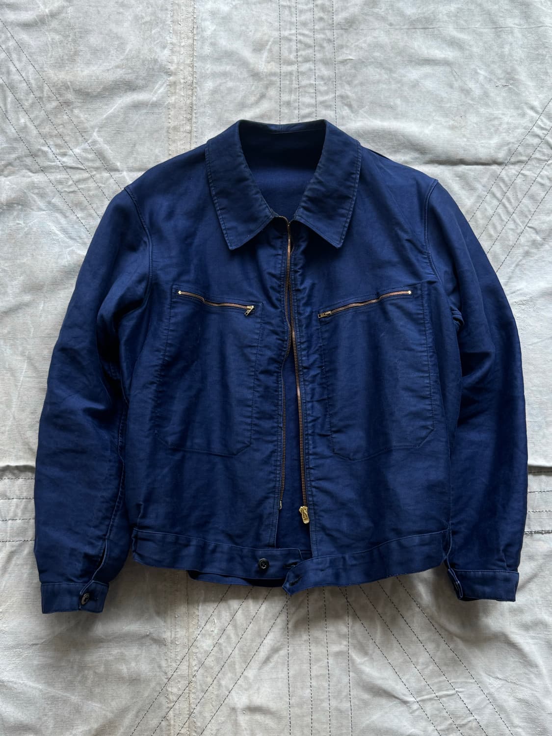 50s French Blue Moleskin Cyclist Jacket 상품이미지1