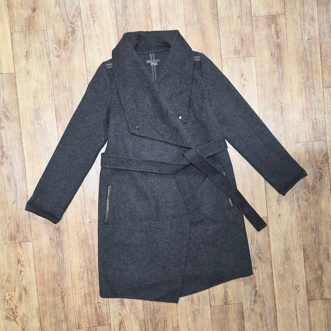 빈스(VINCE) 와이드 숄카라 가죽트리밍 울코트 44 상품이미지4