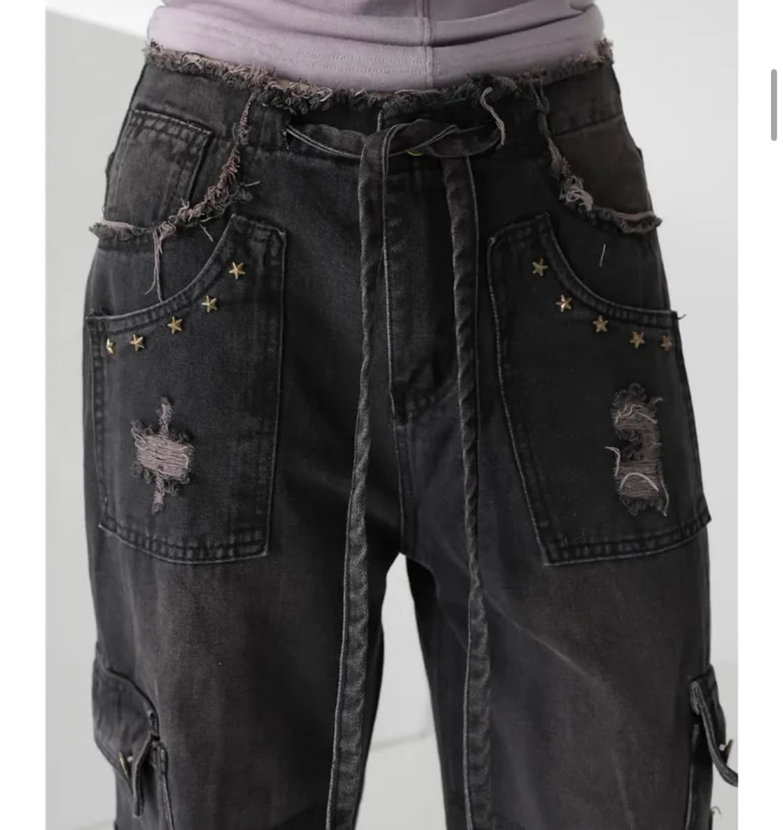 바이너리원 그런지 스타 데님팬츠_흑청S 상품이미지1