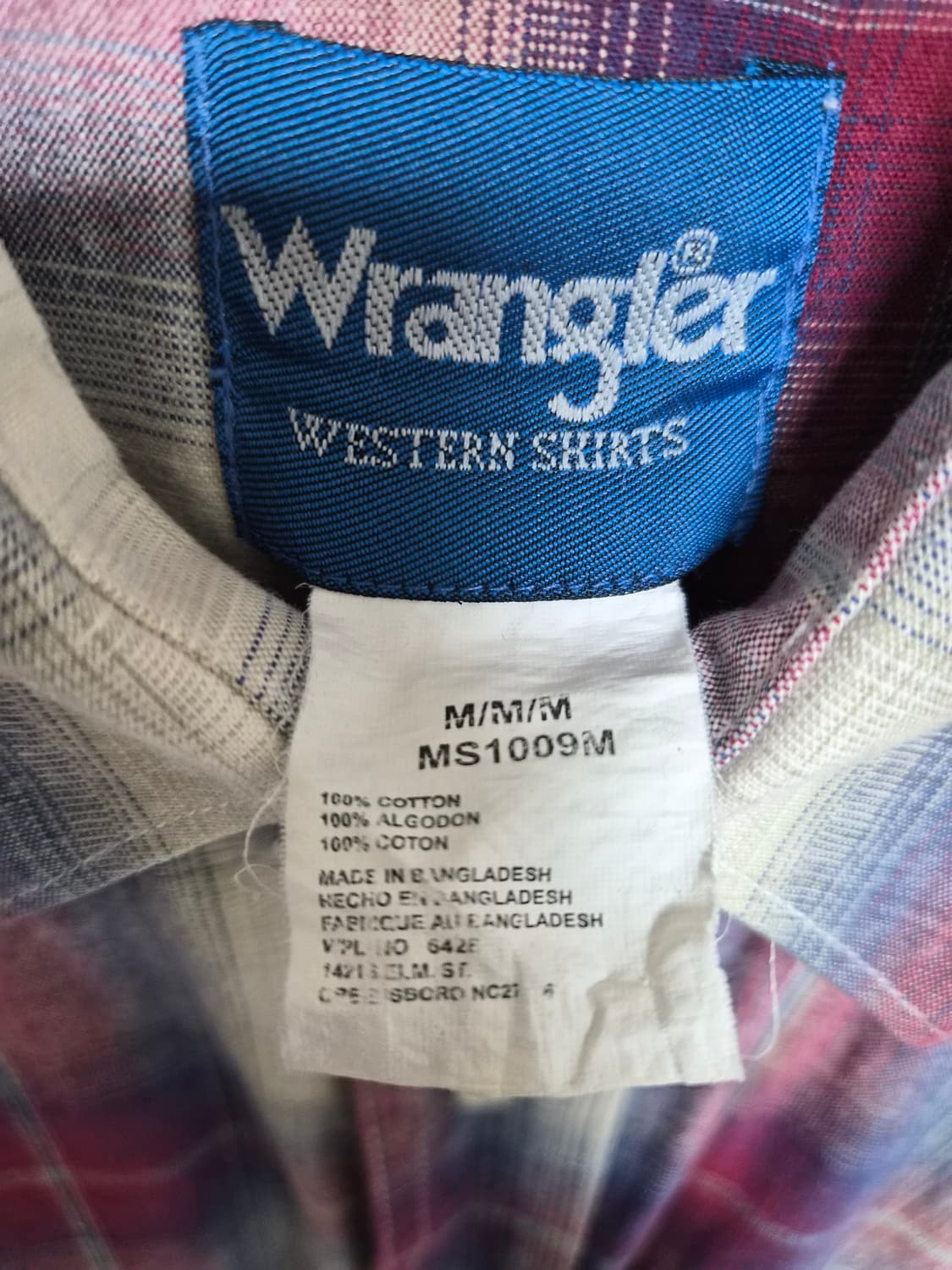 랭글러Wrangler 체크 웨스턴 셔츠 M - S360 상품이미지4