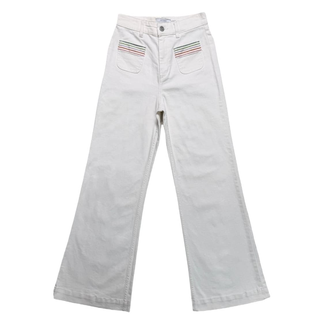 앤아더스토리즈 화이트 컬러풀 스트라이프 플레어 진 화이트 25 상품이미지1