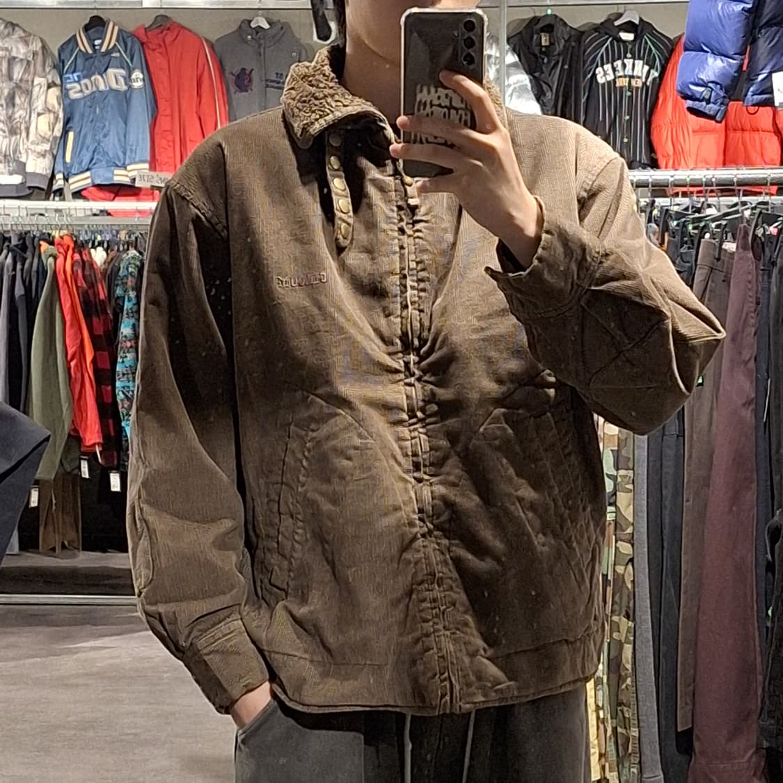 CIRCUM JP 카키 코듀로이 골덴 암패치 투웨이 이너플리스 기모 자켓 상품이미지1