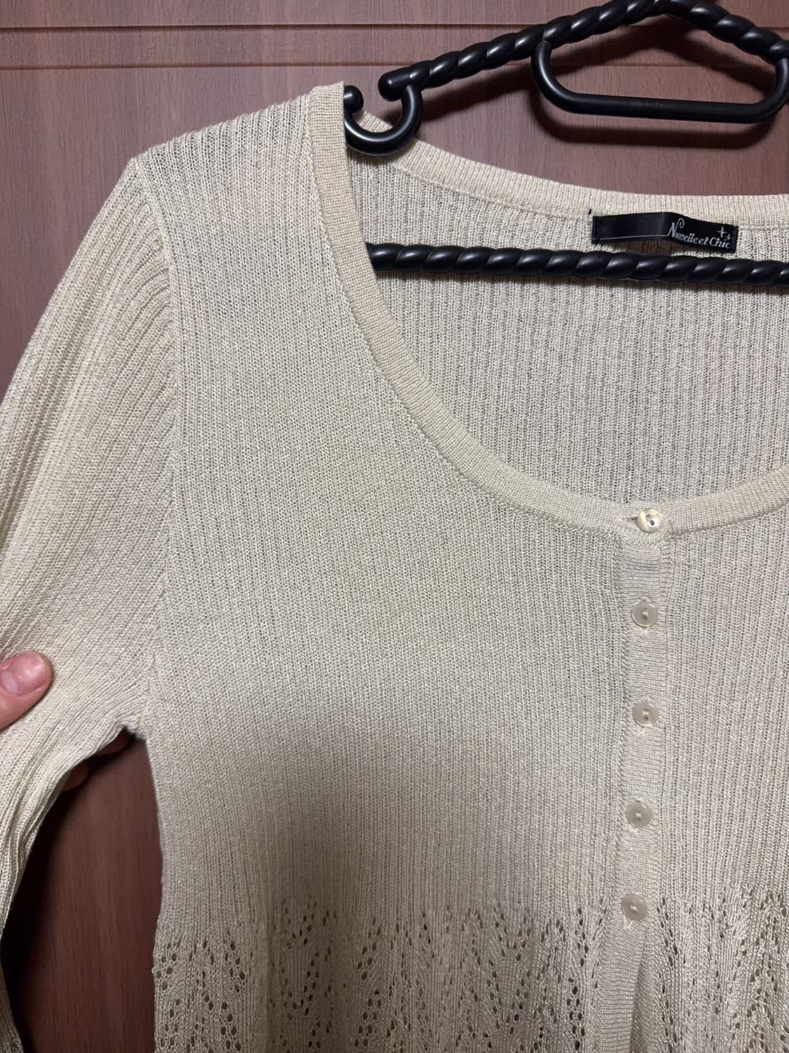 일본 빈티지 모리걸 하구미 잔꽃 반팔티셔츠 크로셰 가디건 세트 상품이미지7