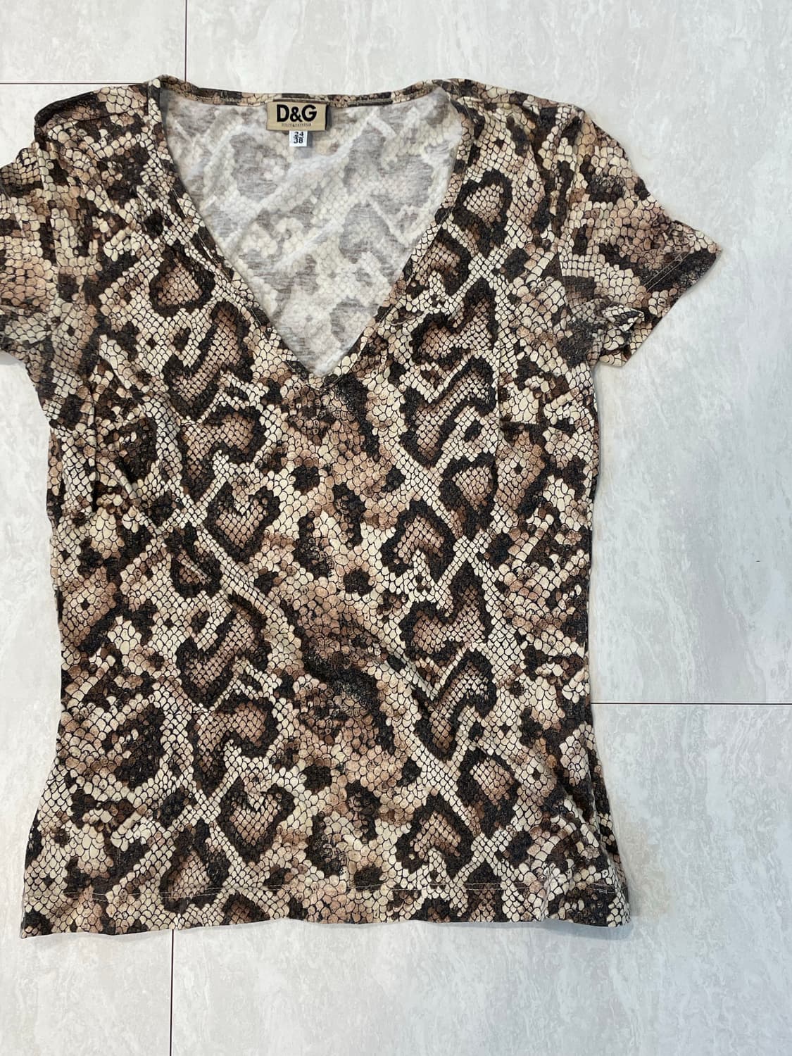 00‘s 돌체앤가바나 아카이브 스네이크 스킨 브이넥 갸루 탑 상품이미지3