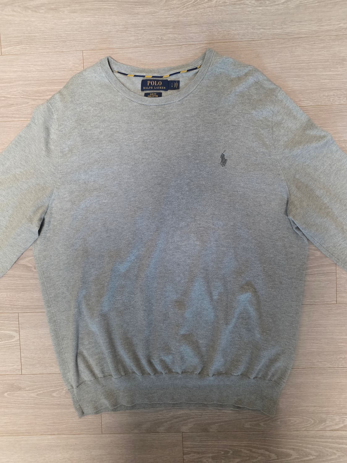 폴로 PIMA Cotten Slim Fit 니트 Light Grey L 상품이미지2