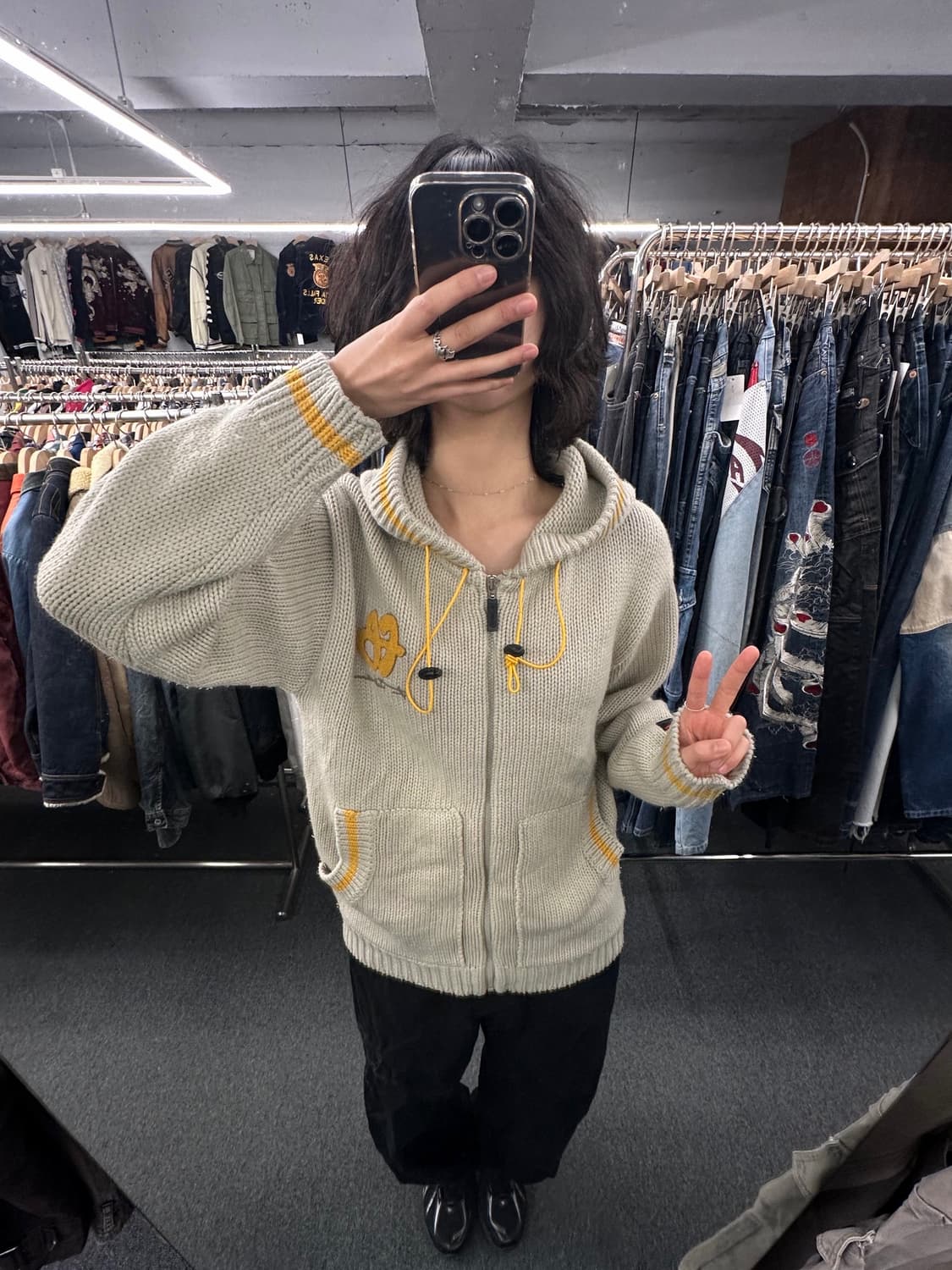 90)FUBU 후부 빈티지 플리스 로고 디테일 배색 스트링 후드집업 상품이미지2