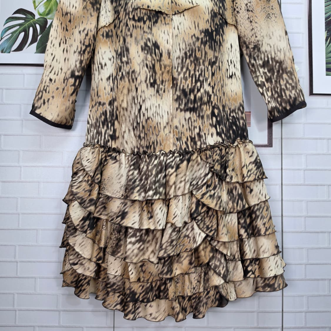 잇미샤 레오파드 패턴 캉캉 7부 긴팔 미니 원피스 드레스 55사이즈 상품이미지3