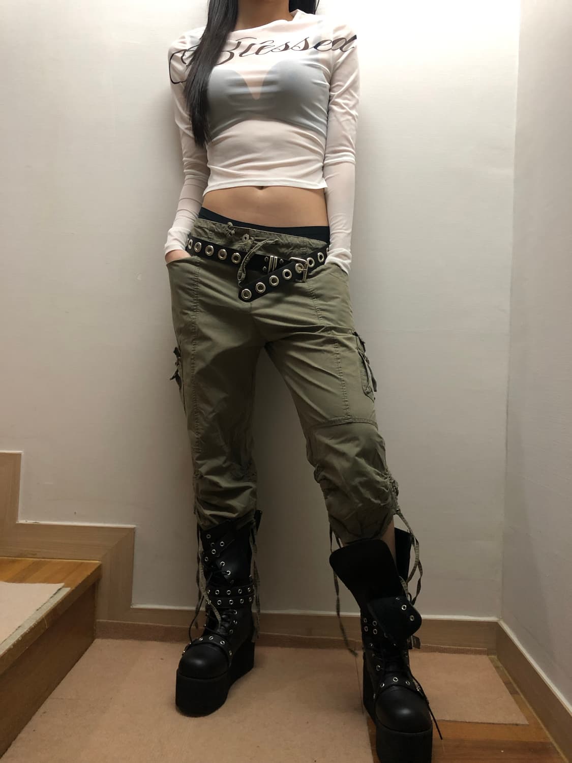 빈티지 화이트 메쉬 레터링 탑 상품이미지7