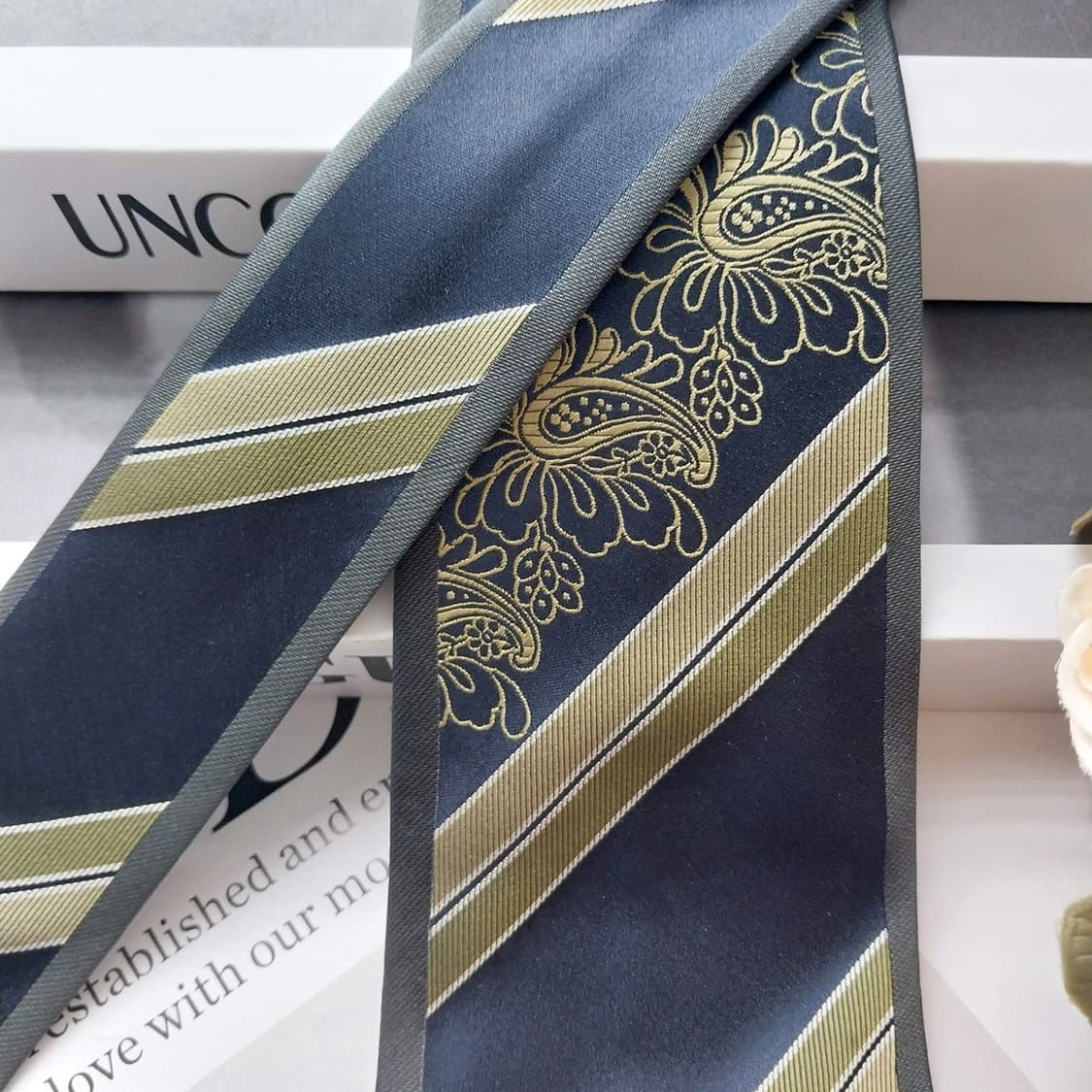 밀라숀 실크 네이비 스트라이프 넥타이 8.7cm S~A+등급 K2519 상품이미지4