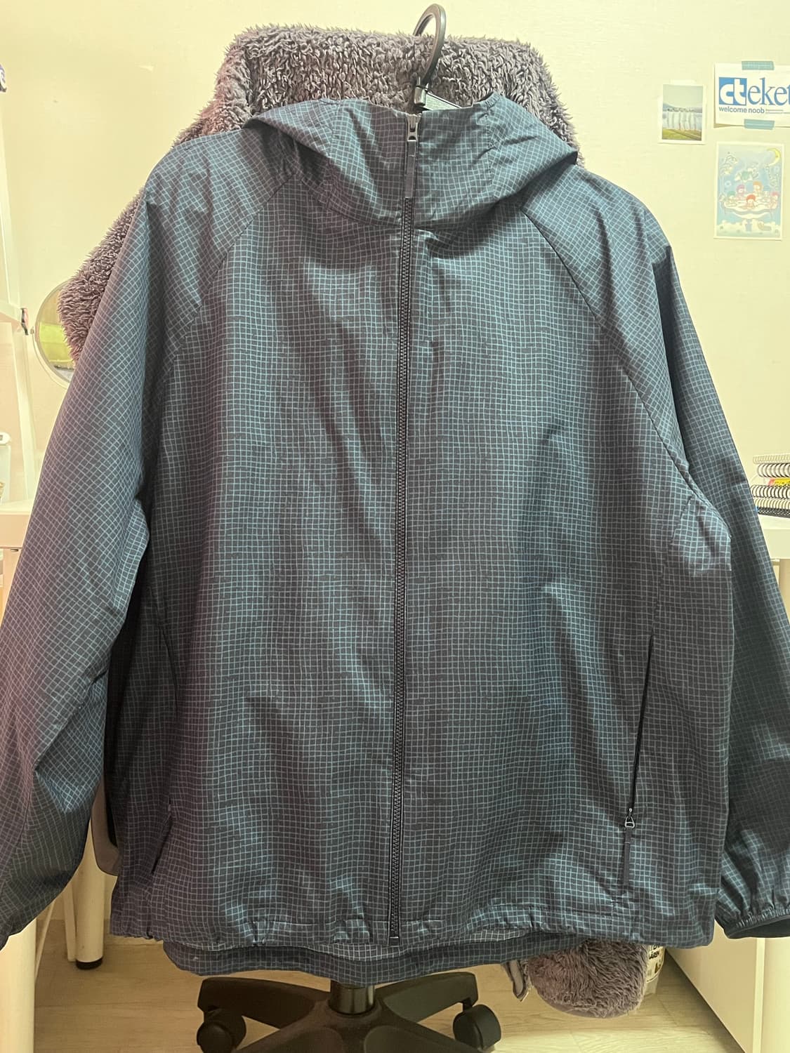 유니클로 포켓더블 UV 프로텍션 파카 체크 바람막이 L 상품이미지1