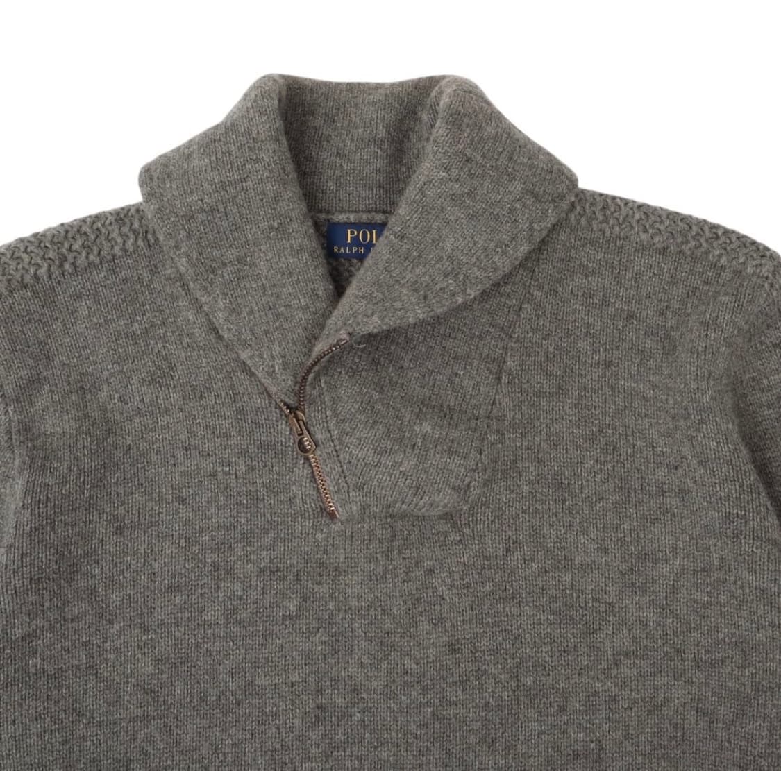 폴로 랄프로렌 그레이 울 쿼터집 숄카라 니트 상품이미지2