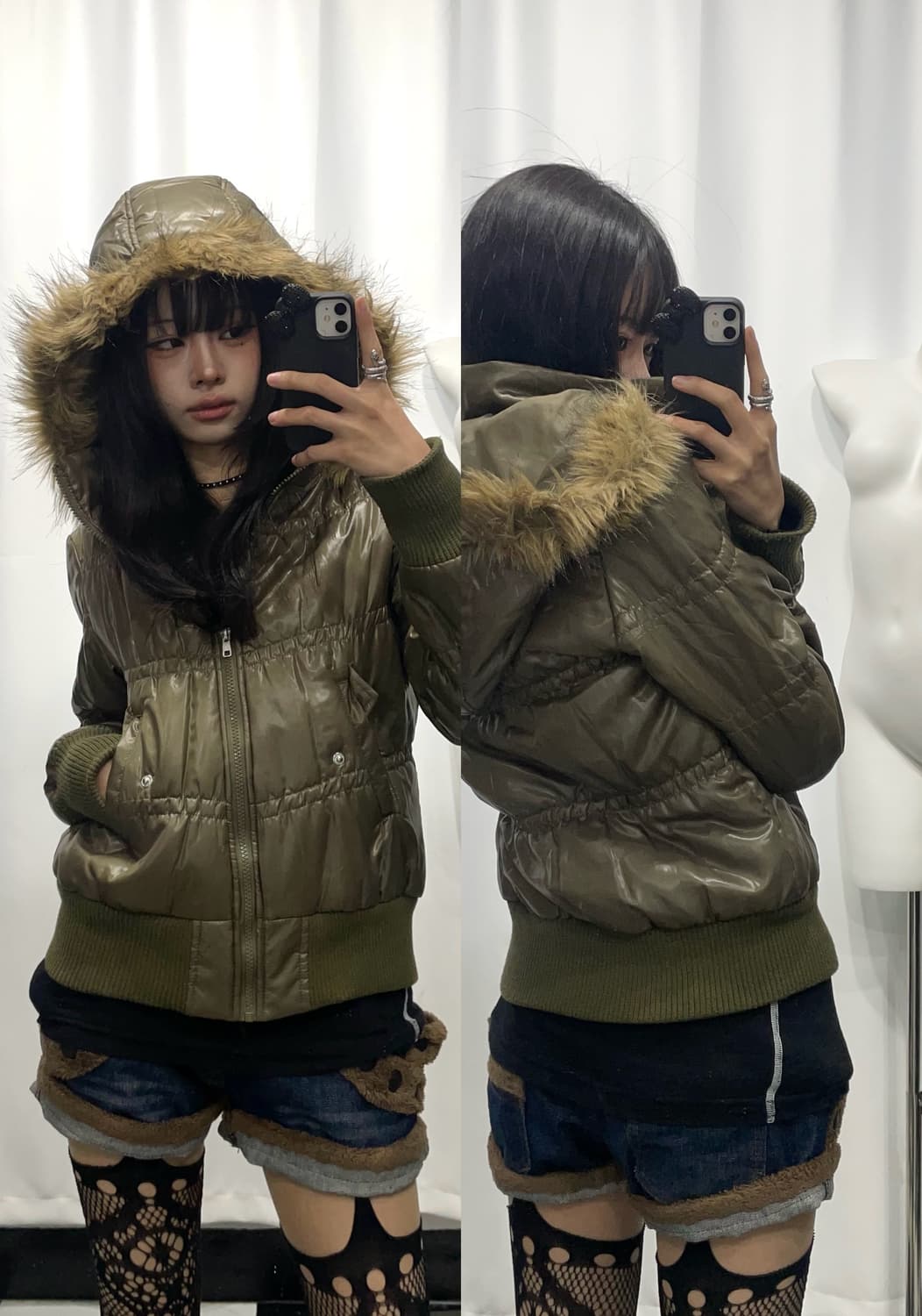 🎸카키 글로시 패딩 자켓🎸 상품이미지1