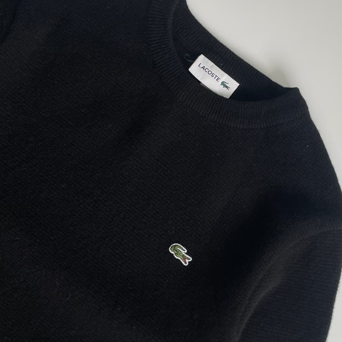 Lacoste  라코스테 신형 자수 블랙 울 라운드 니트 상품이미지3