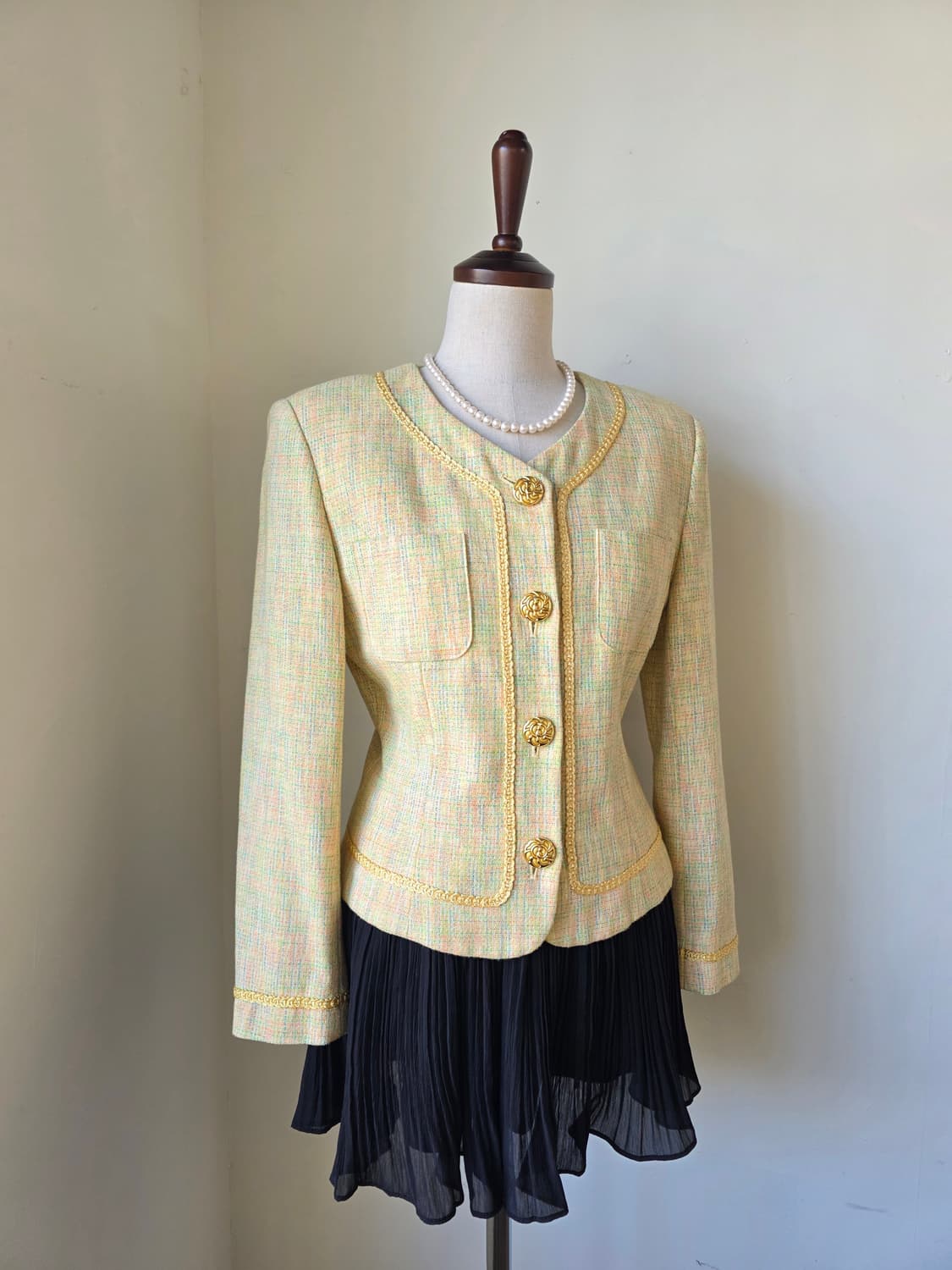 레이스 테이핑 금장 버튼 트위드 자켓 상품이미지3