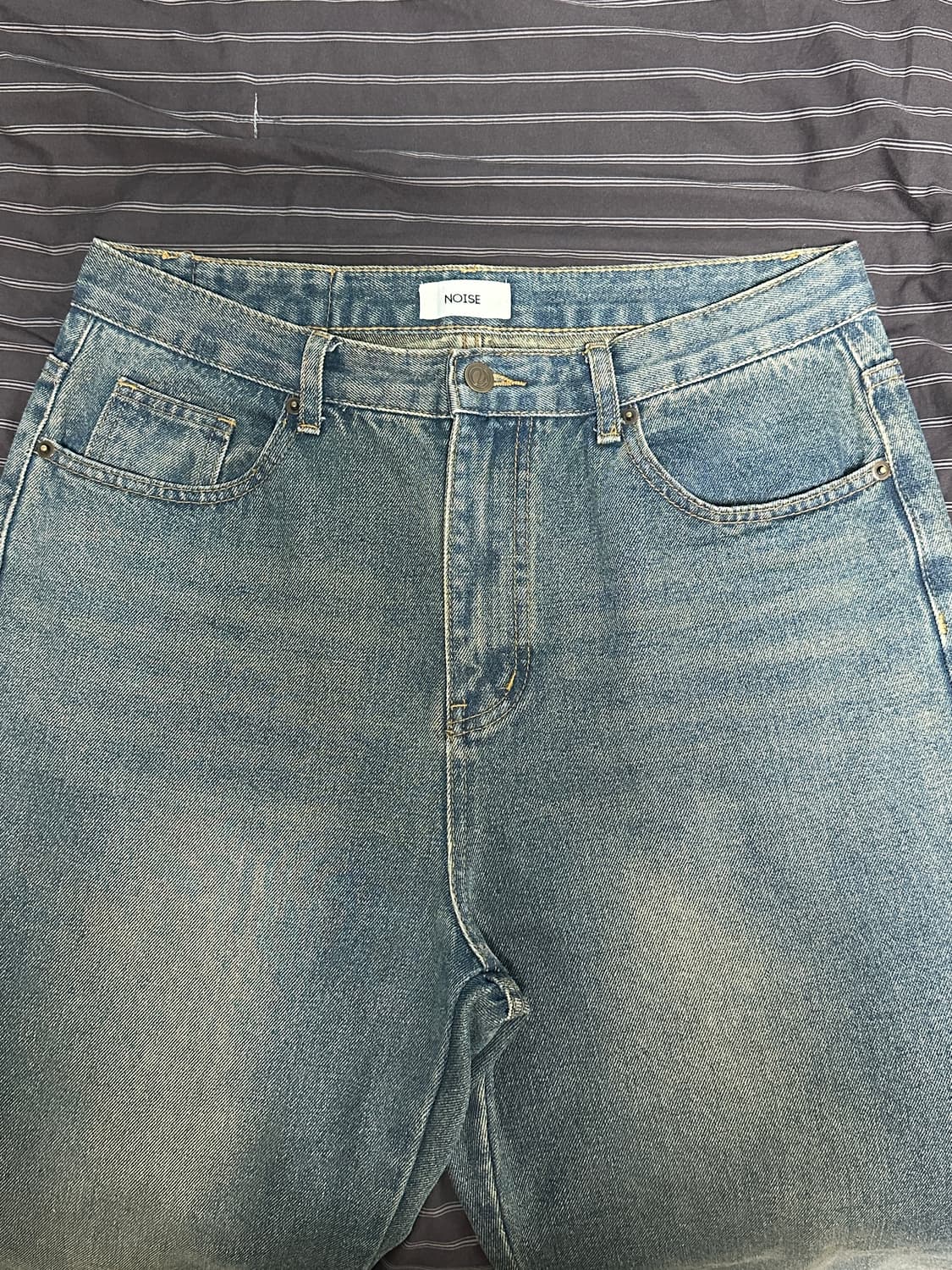 (M) 노이즈 필치 데님 팬츠 - 모스 인디고 상품이미지3