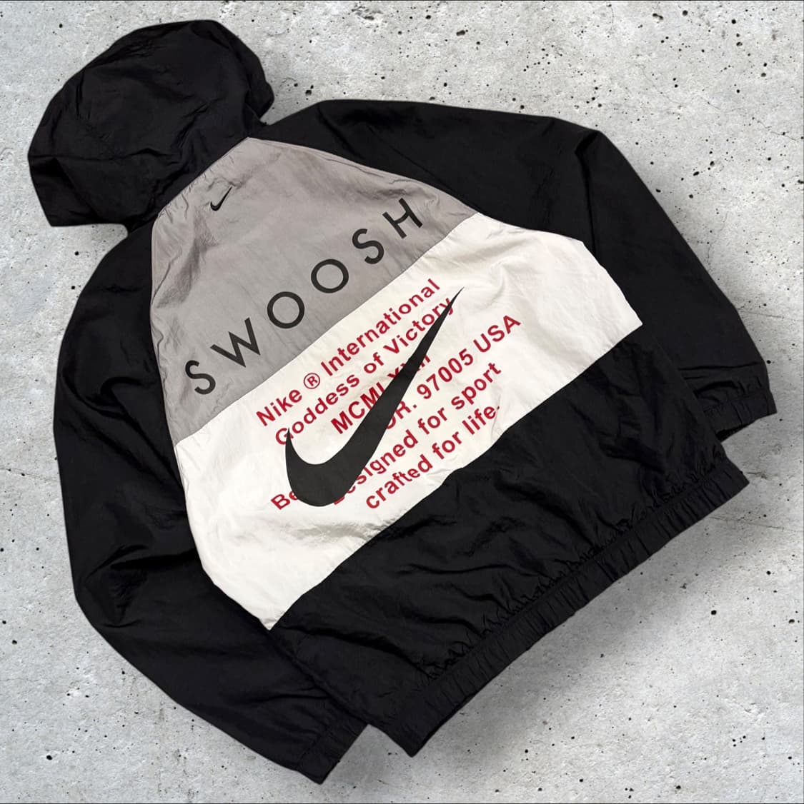 [L] 나이키 더블스우시 블랙 바람막이 후드 집업 C188 상품이미지1