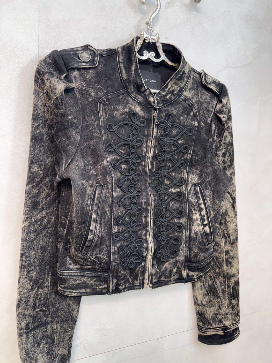 Washing black denim tie dye napoleon jk 상품이미지3
