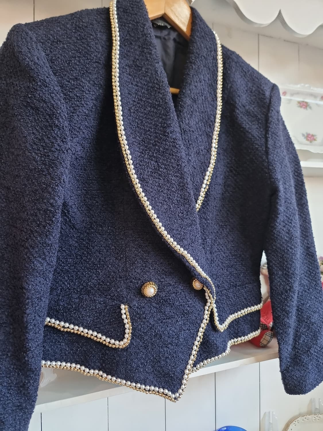 트위드 진주 트리밍 셋업 / 자켓+스커트 세트 상품이미지8