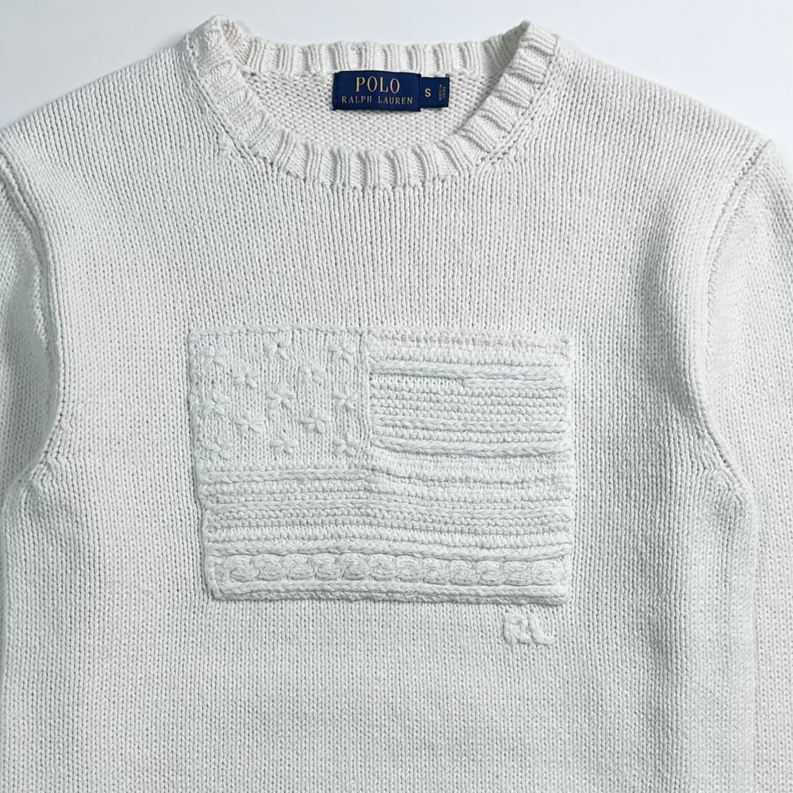 폴로 랄프로렌 코튼 화이트 성조기 니트 상품이미지2